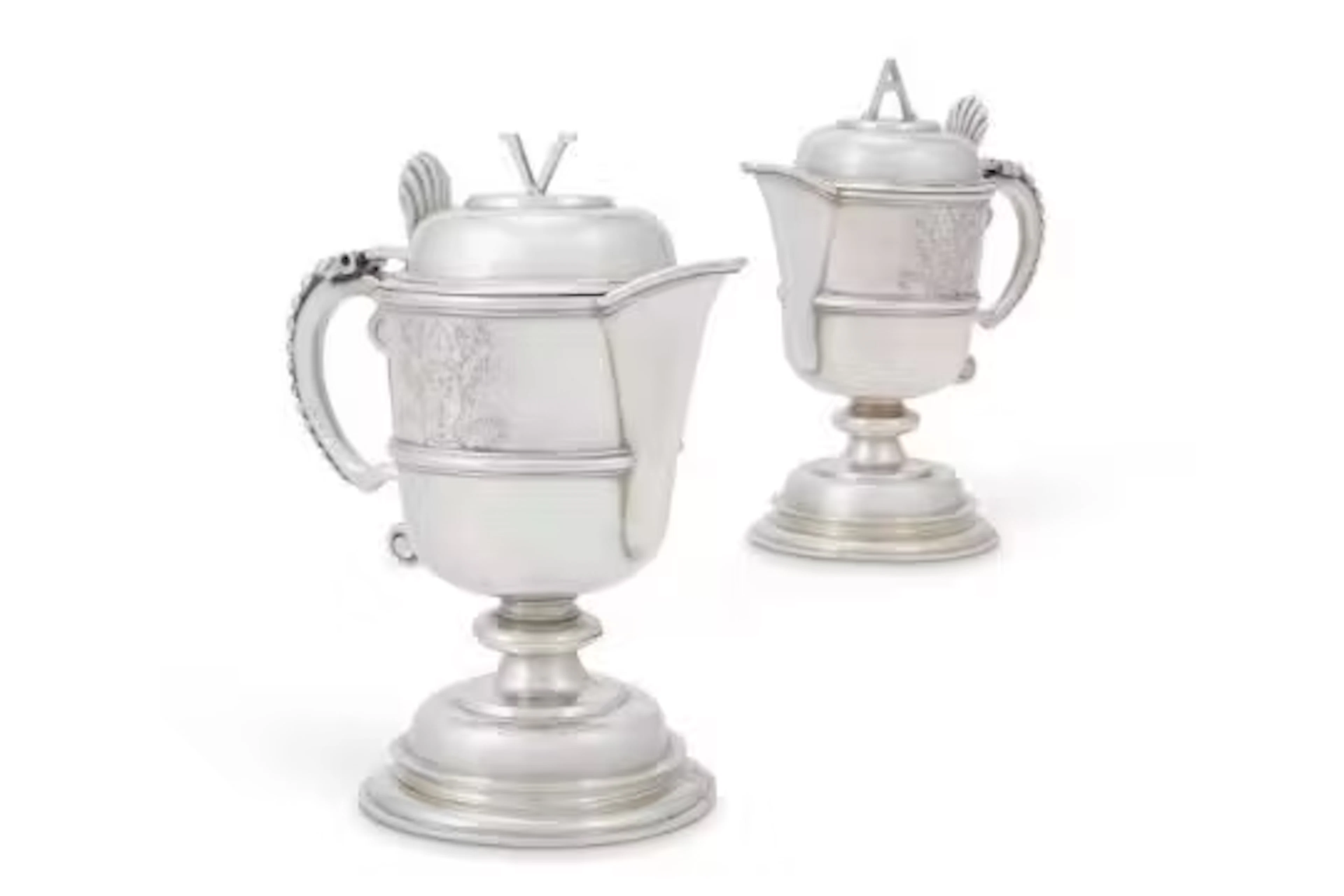 A PAIR OF FRENCH SILVER ADAPTED GOBLETS, 18TH CENTURY AND LATER ELEMENTS