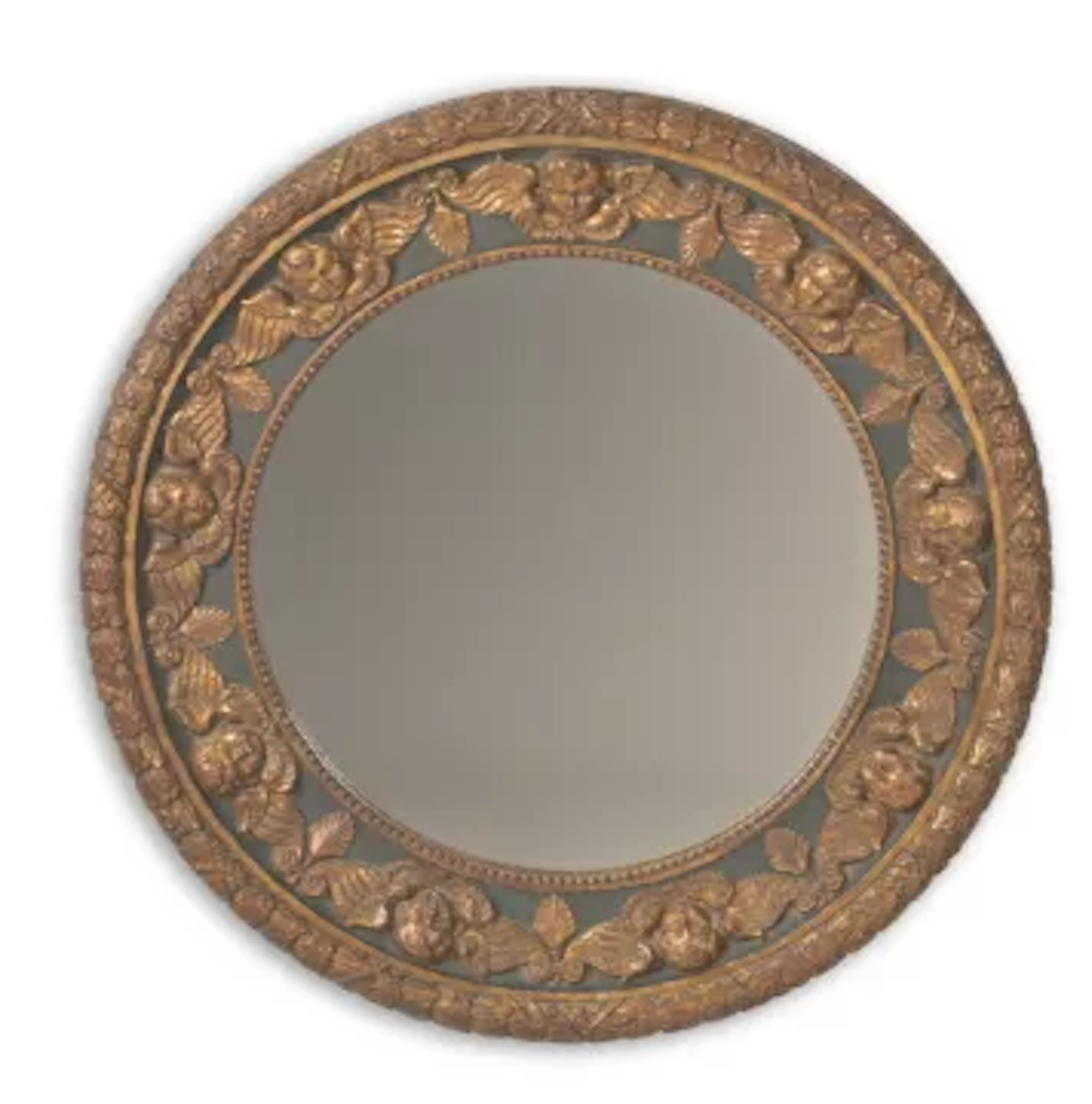 A CARVED AND PAINTED GILT WOOD AND GESSO WALL MIRROR, ITALIAN, LAST