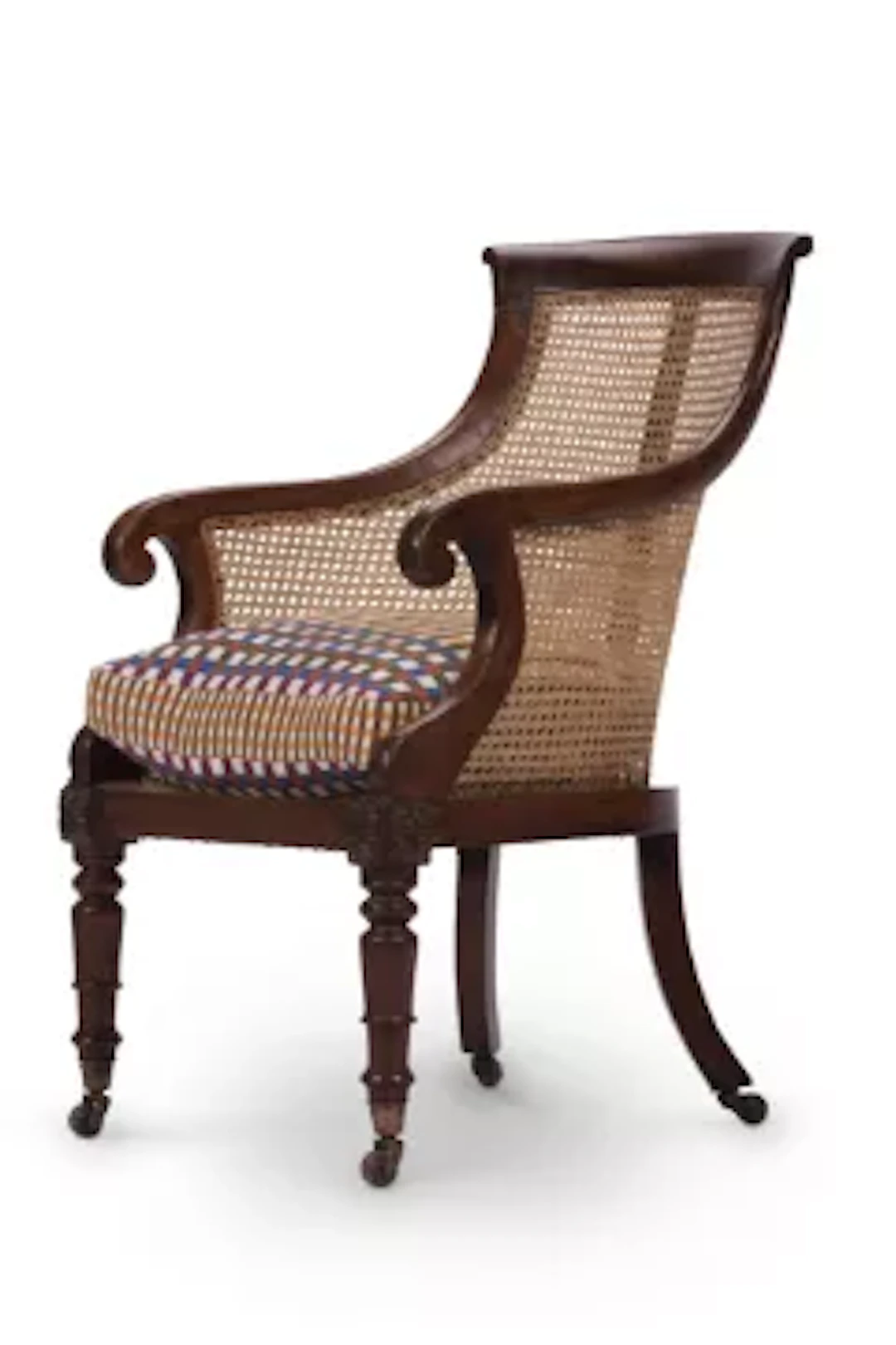 A REGENCY MAHOGANY LIBRARY BERGERE, EARLY 19TH CENTURY