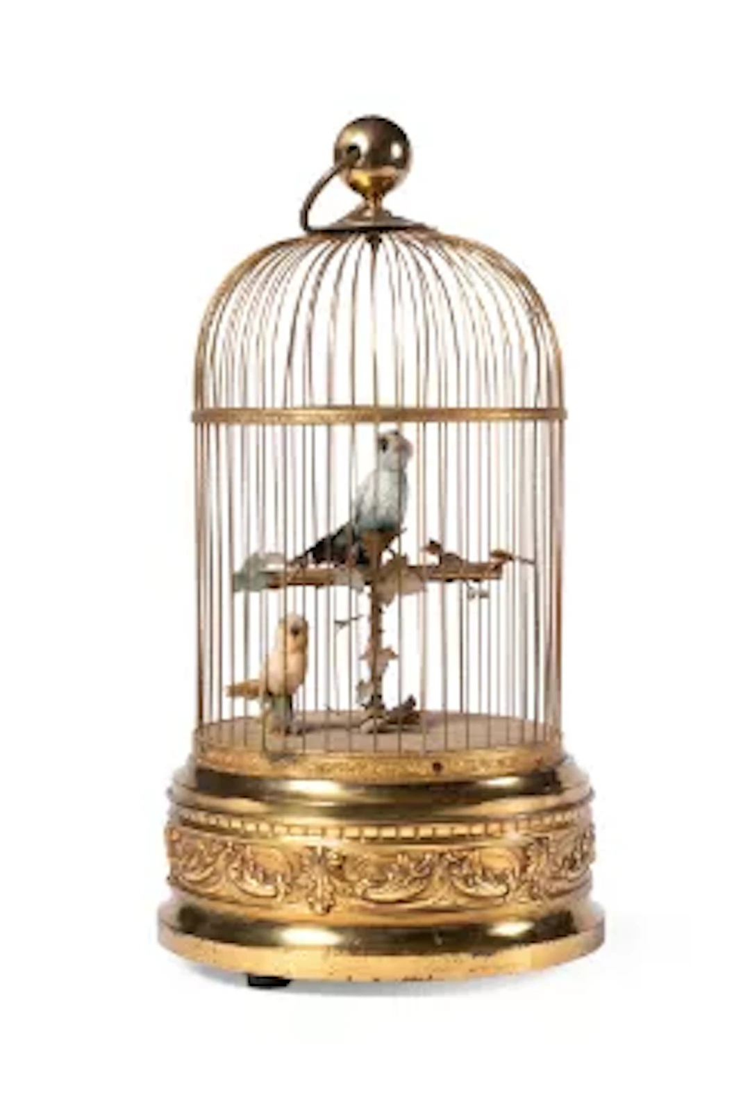 A FRENCH GILT-METAL SINGING BIRDCAGE AUTOMATON, PROBABLY BY BONTEMS