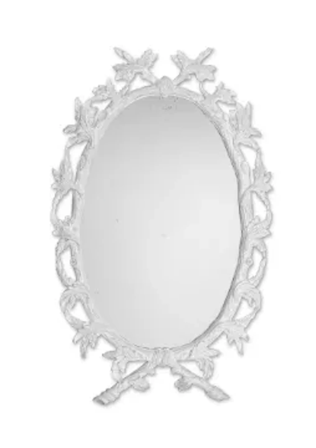 A LARGE CARVED OAK AND GESSO PAINTED MIRROR, AFTER DESIGNS BY JOHN LINNELL