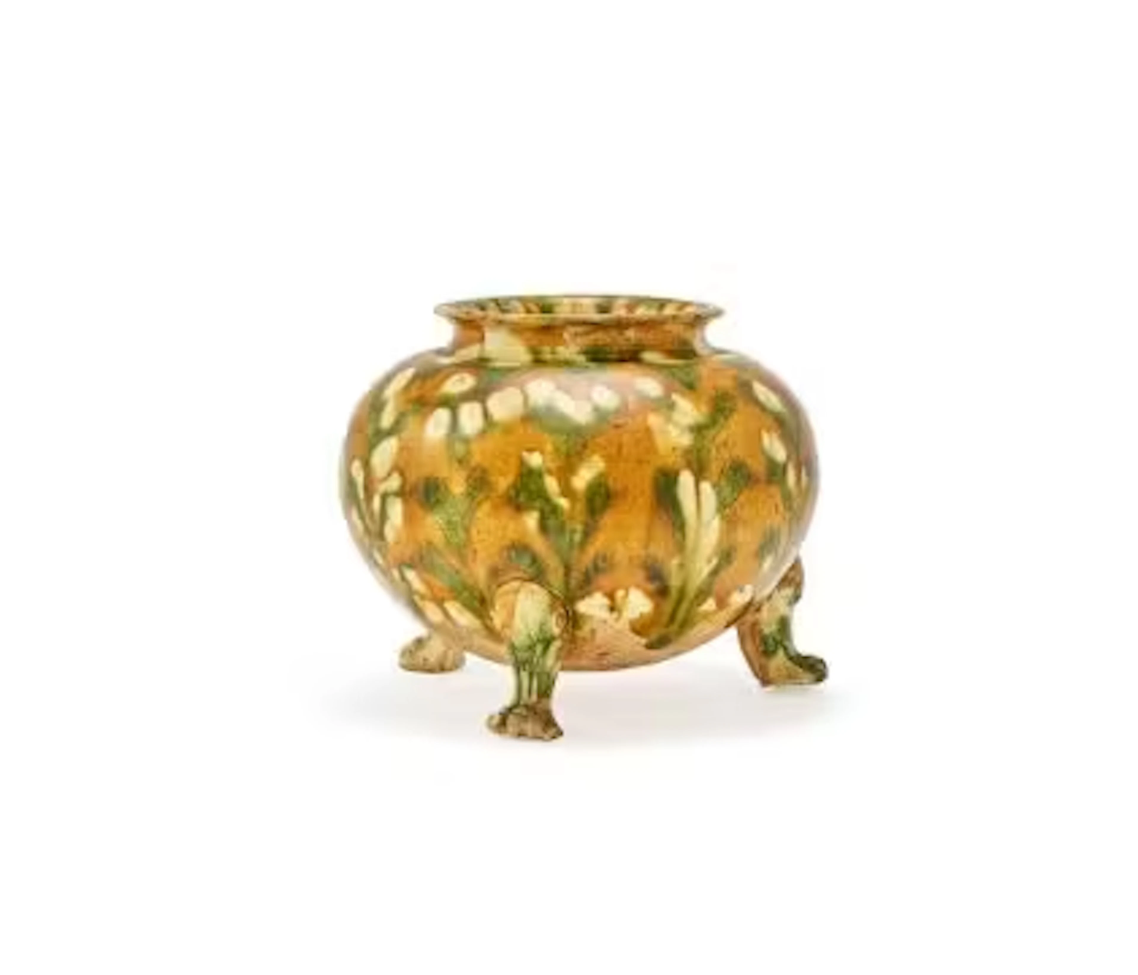 A Chinese sancai-glazed pottery tripod jar