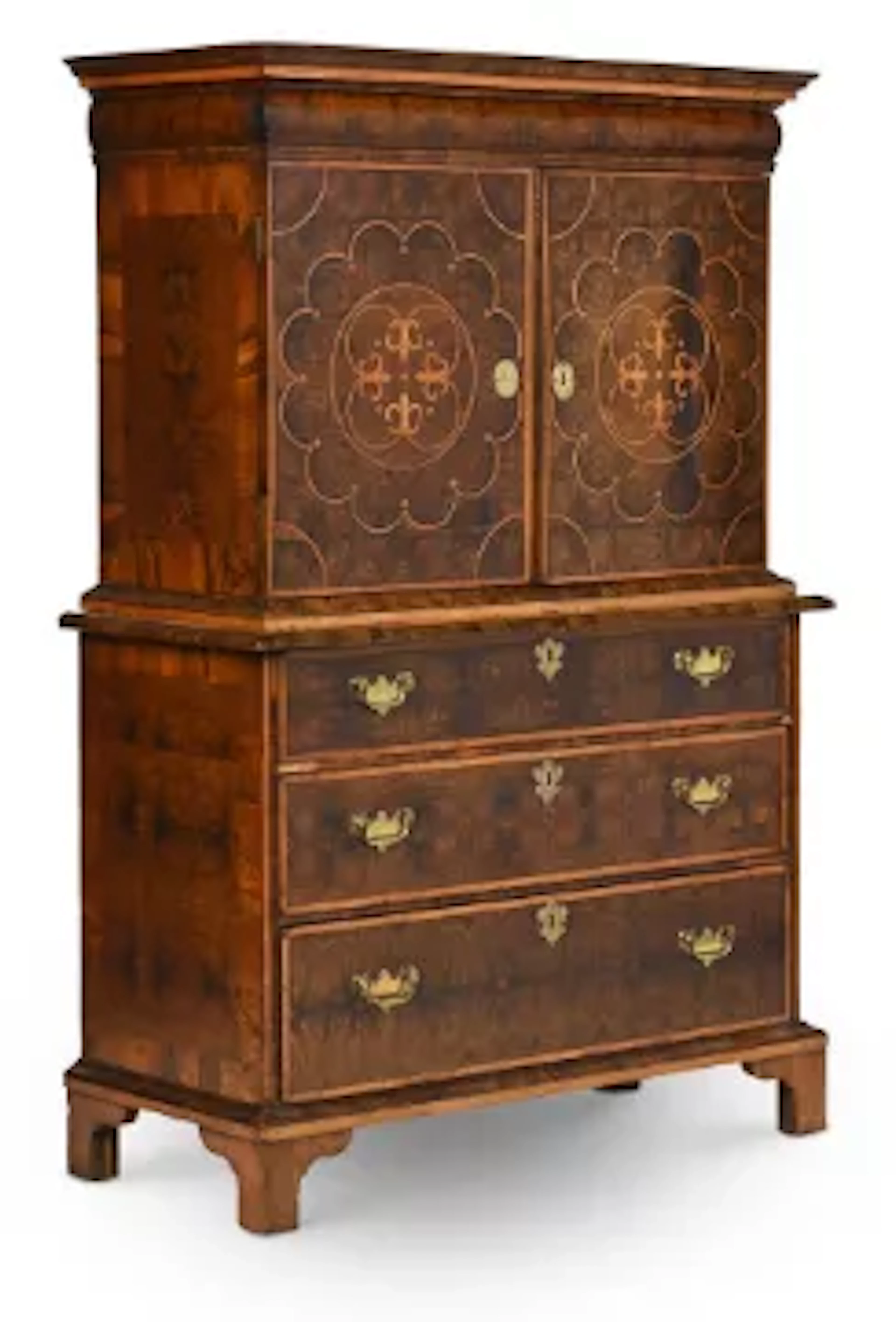 OF ROYAL PROVENANCE, A FINE QUEEN ANNE OLIVEWOOD OYSTER, HOLLY AND
