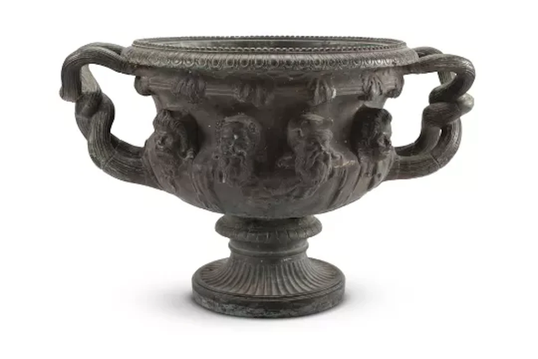 AFTER THE ANTIQUE, A BRONZE MODEL OF THE WARWICK VASE, CAST BY BARBEDIENNE