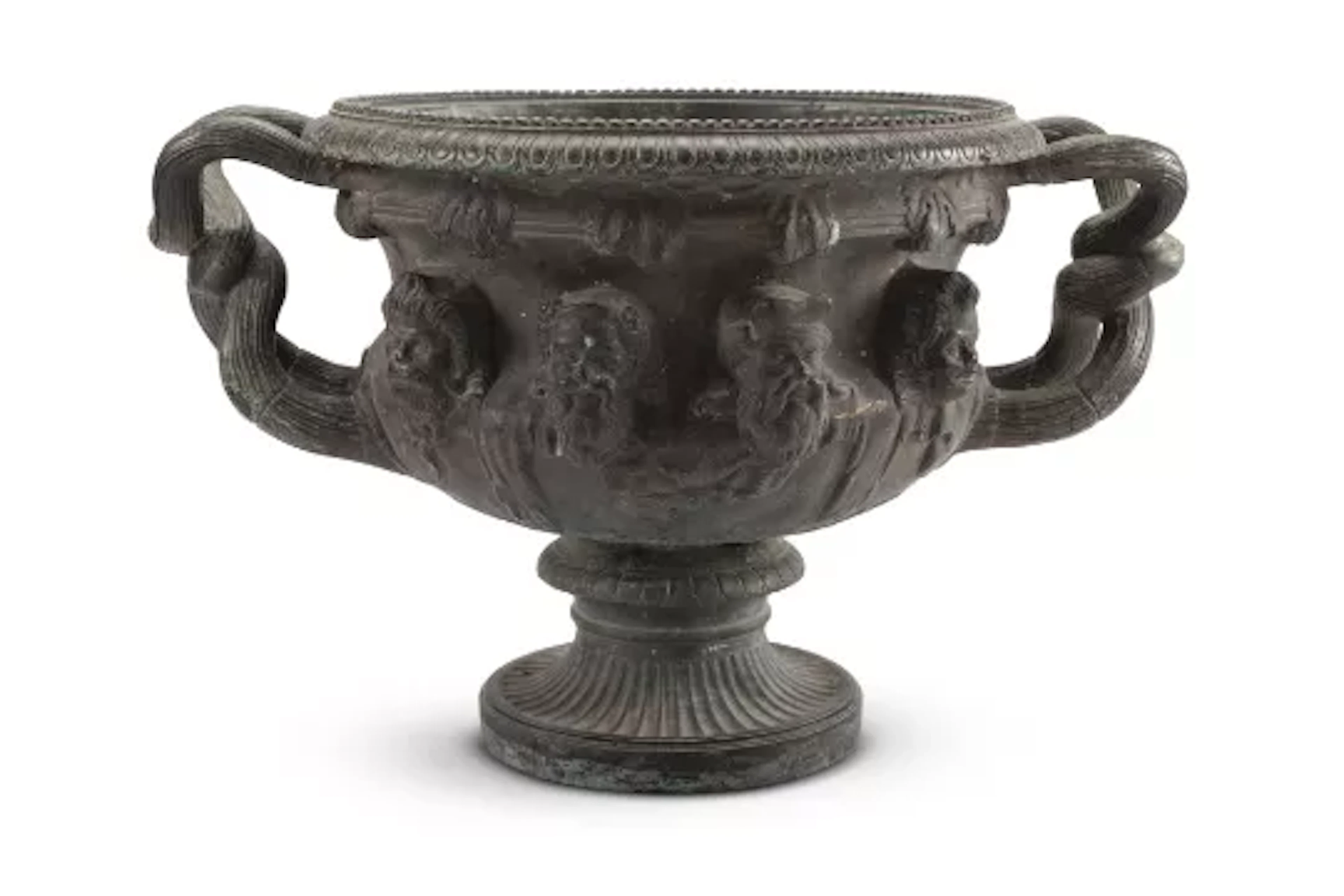 AFTER THE ANTIQUE, A BRONZE MODEL OF THE WARWICK VASE, CAST BY BARBEDIENNE