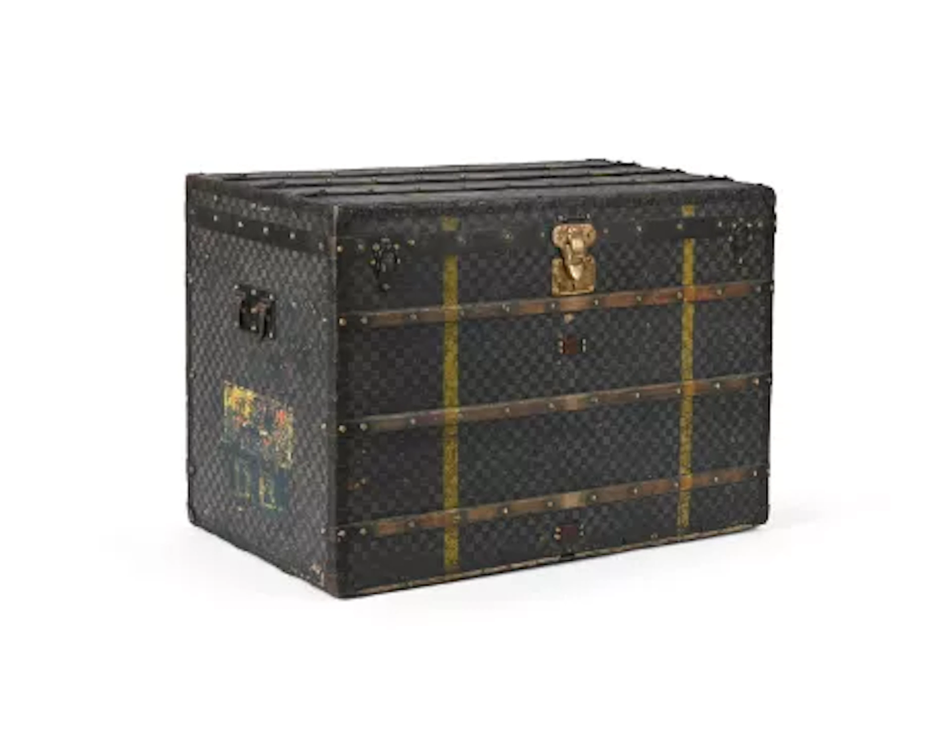 LOUIS VUITTON, DAMIER, A COATED CANVAS STEAMER TRUNK