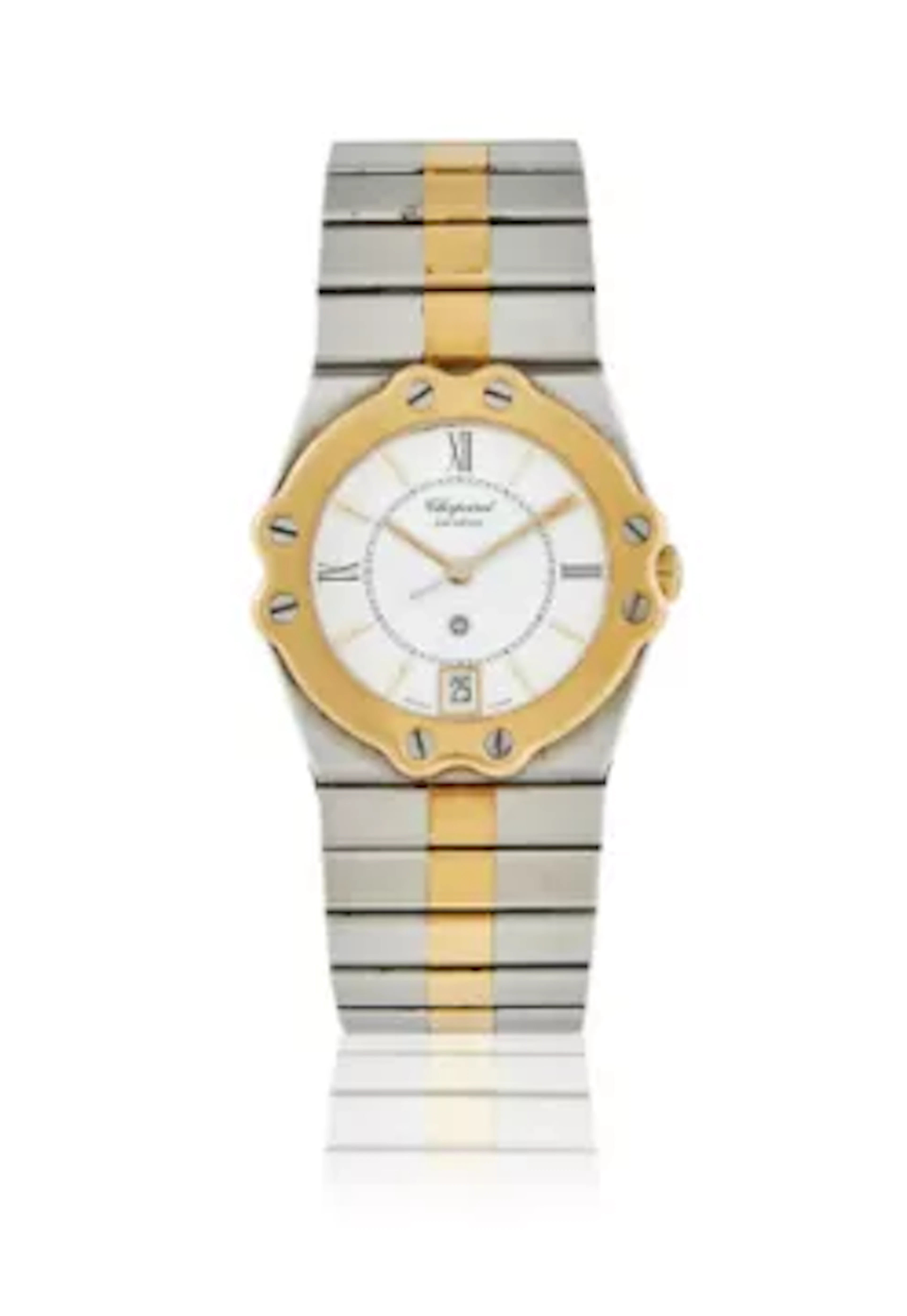 CHOPARD, ST. MORITZ, REF. 8023, A GOLD AND STAINLESS STEEL BRACELET