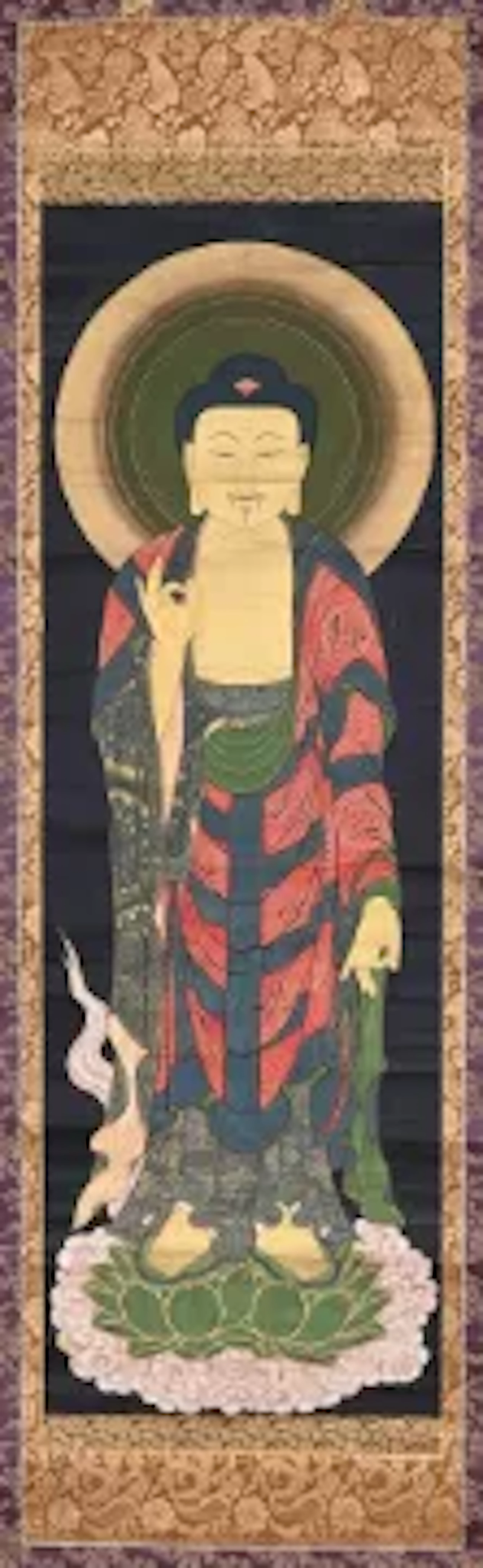 A Japanese watercolour scroll of Buddha