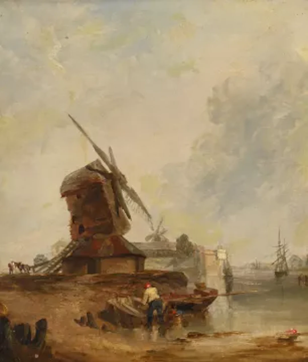 DUTCH SCHOOL (19TH CENTURY), A WINDMILL IN A RIVER LANDSCAPE