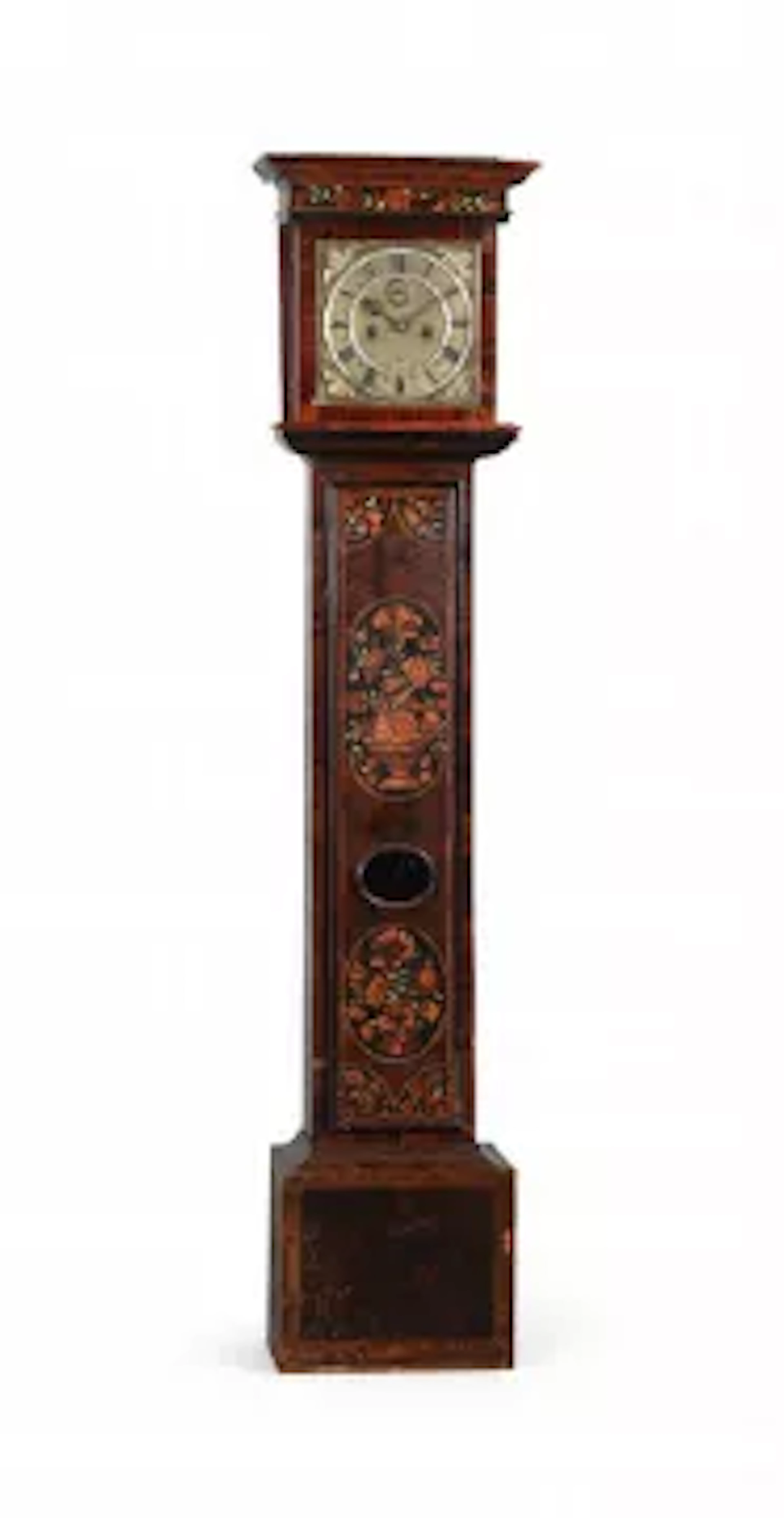 AN OLIVEWOOD OYSTER AND FLORAL MARQUETRY EIGHT-DAY LONGCASE CLOCK
