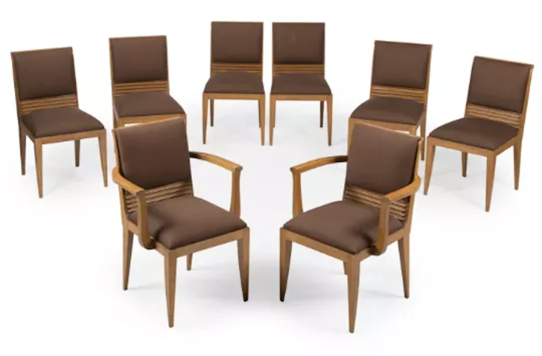ART DECO STYLE, SET OF EIGHT CHAIRS, SECOND HALF 20TH CENTURY