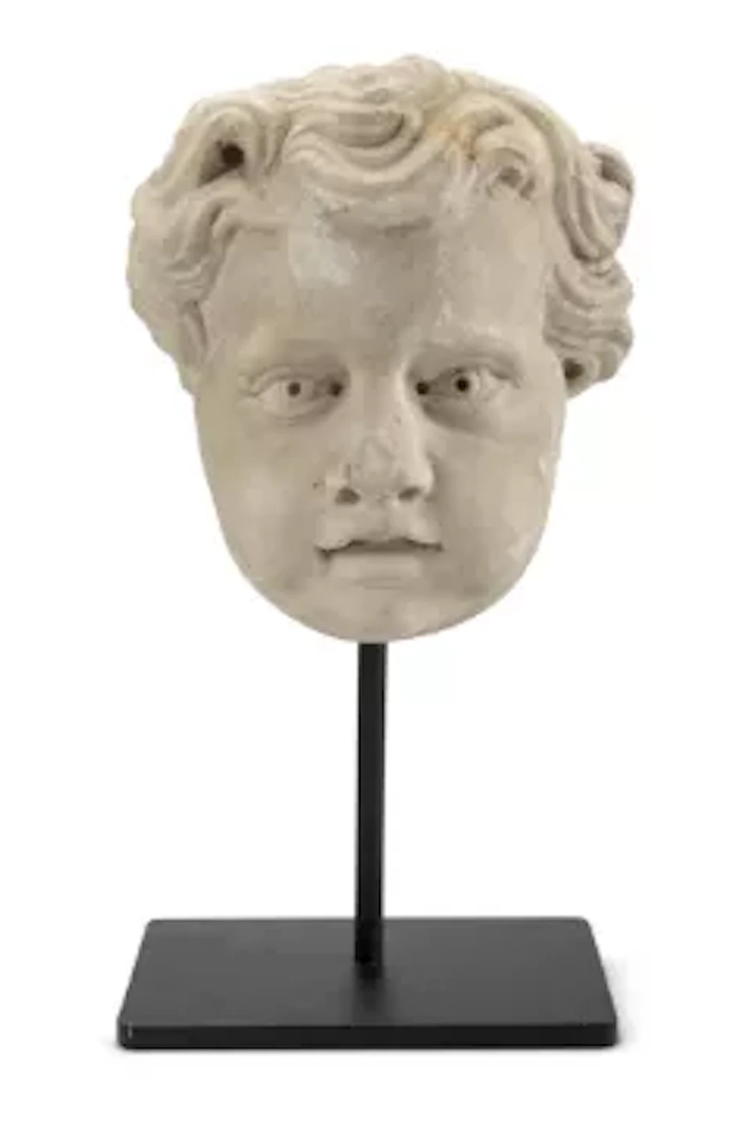 A BAROQUE MARBLE CHILD'S HEAD, 18TH CENTURY