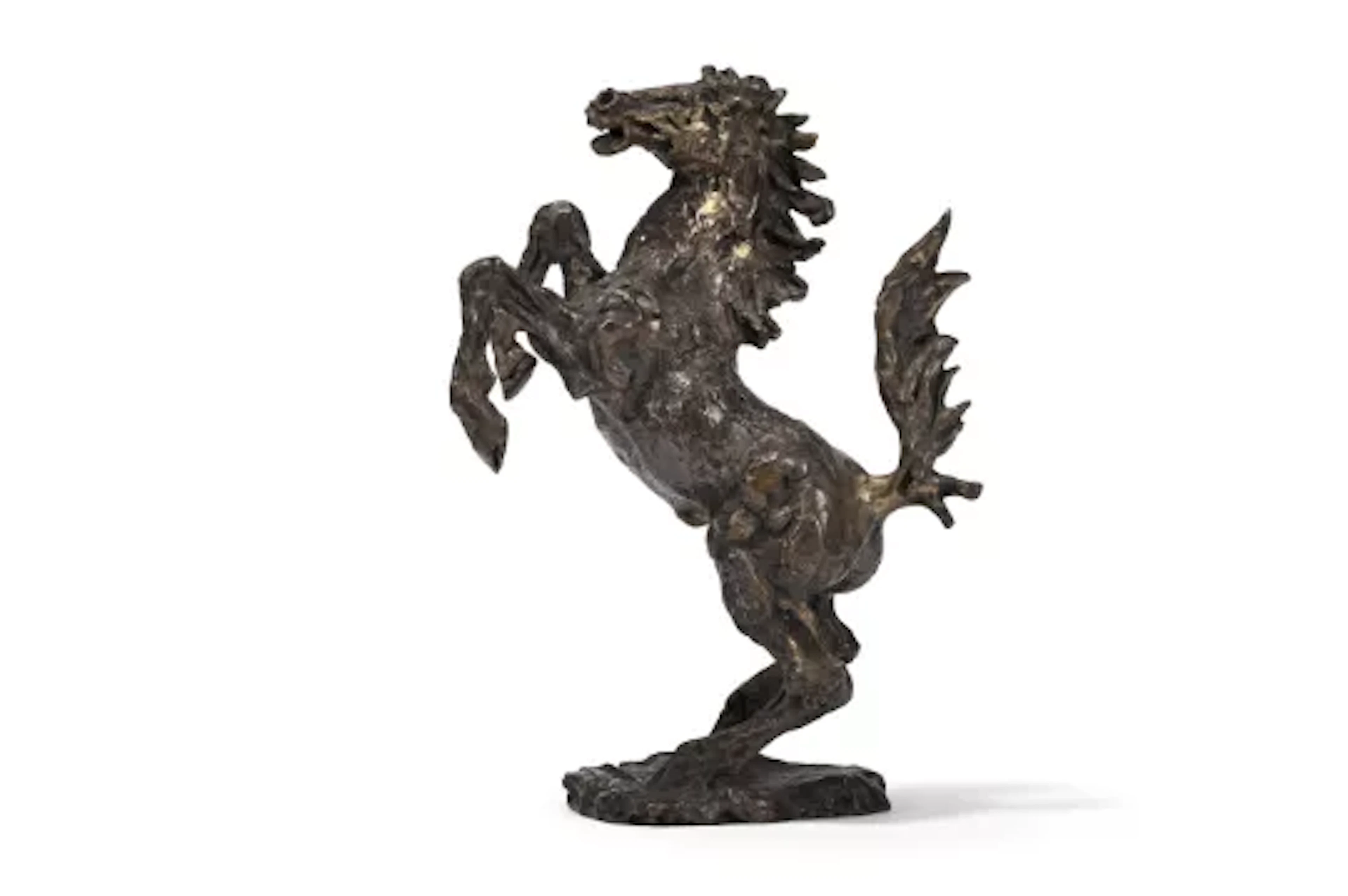 A. MURERVERONA, AN ITALIAN SILVER SCULPTURE OF A REARING HORSE, POST