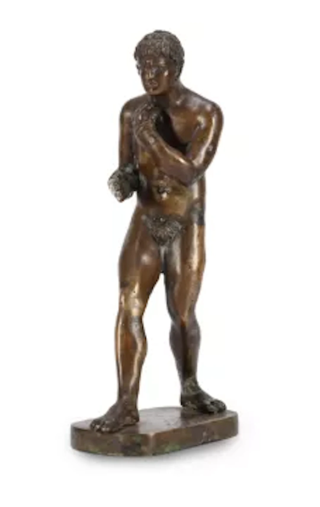 AFTER ANTONIO CANOVA, A GRAND TOUR BRONZE FIGURE OF THE PUGILIST DAMOXENUS.