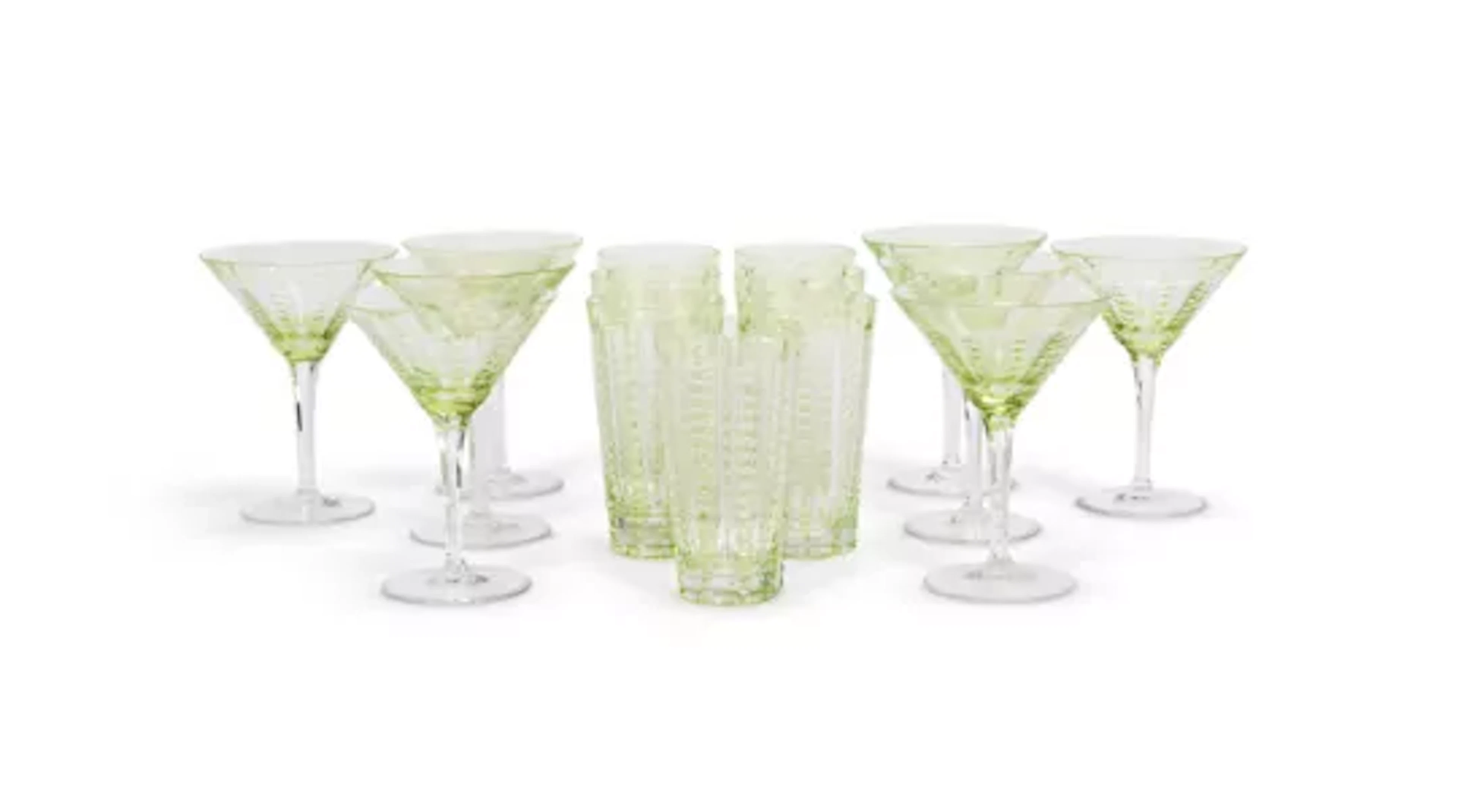 WILLIAM YEOWARD, ERNASTINE, MODERN, EIGHT MARTINI COCKTAIL GLASSES