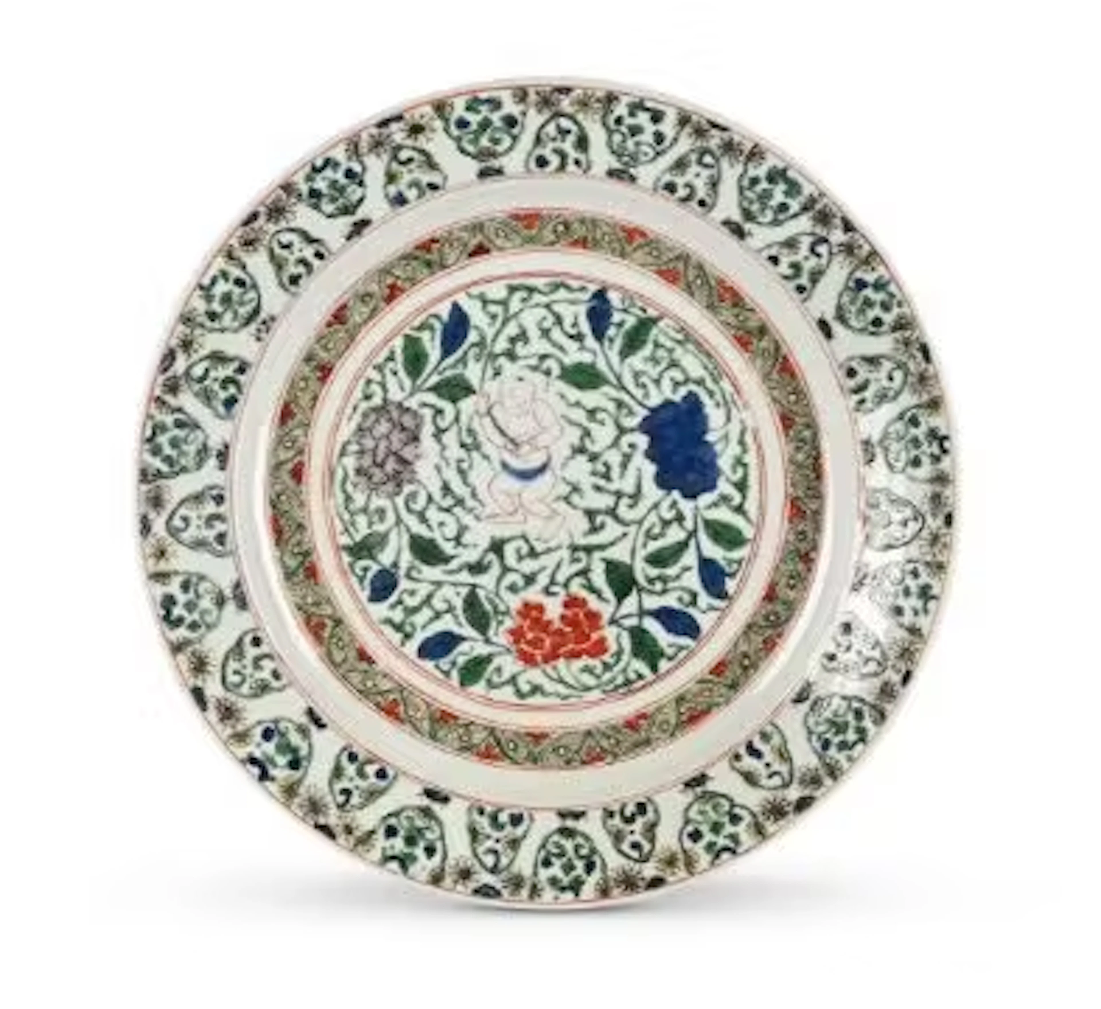 A Chinese porcelain Famille Verte plate