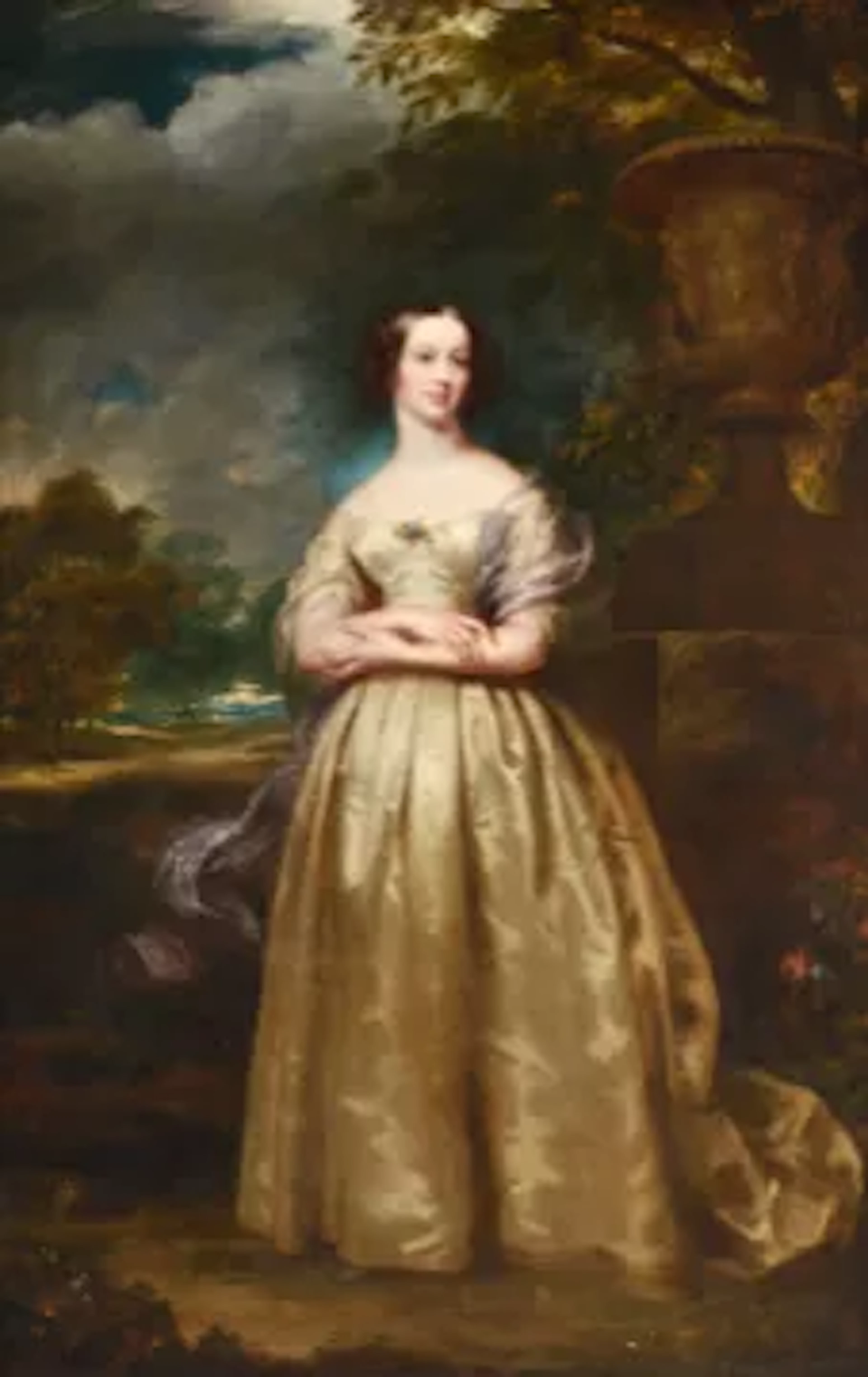 ROBERT FAULKNER (BRITISH 19TH CENTURY), PORTRAIT OF A LADY IN A YELLOW