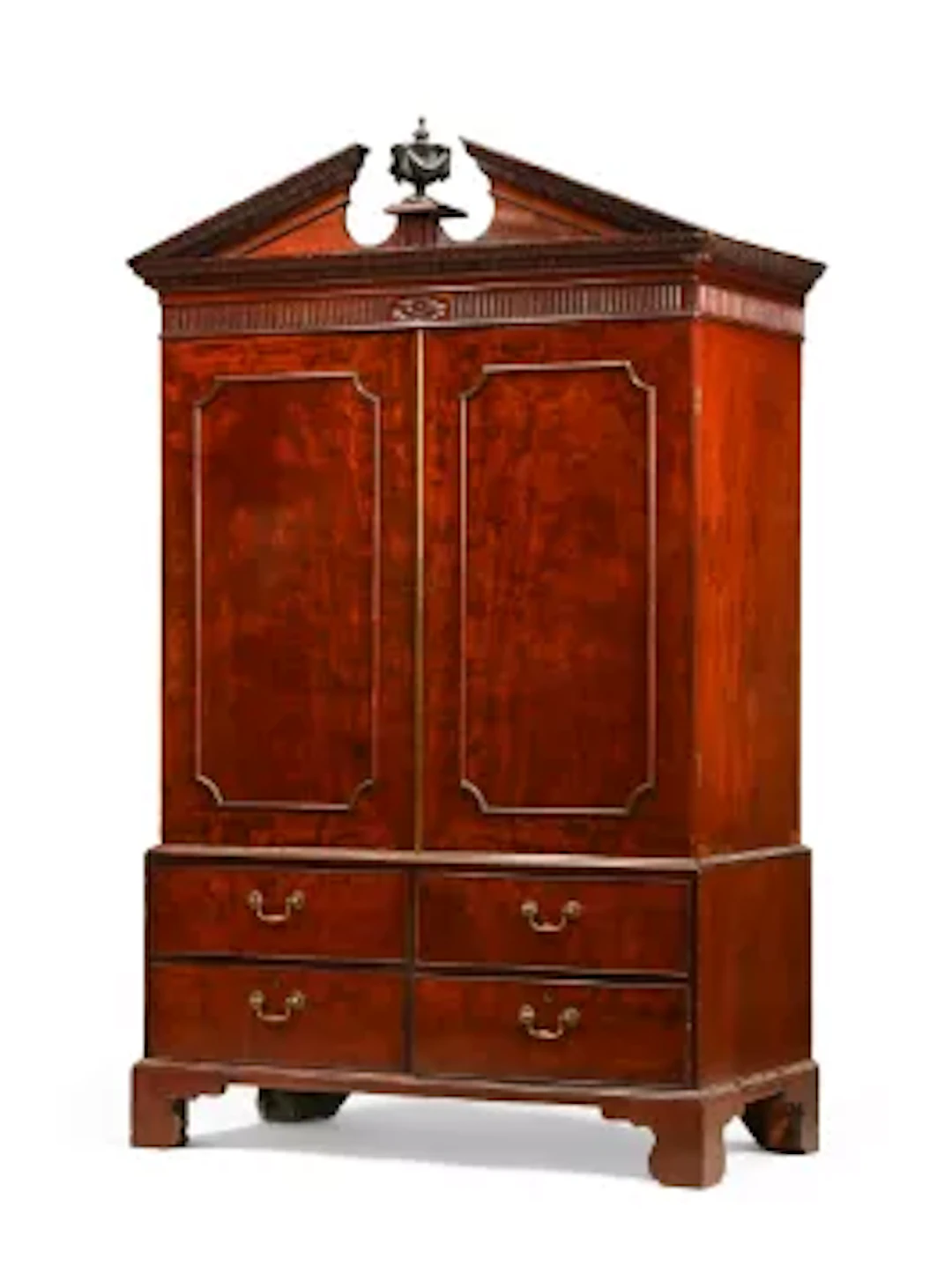 A GEORGE III MAHOGANY CLOTHES PRESS, IN THE MANNER OF THOMAS CHIPPENDALE