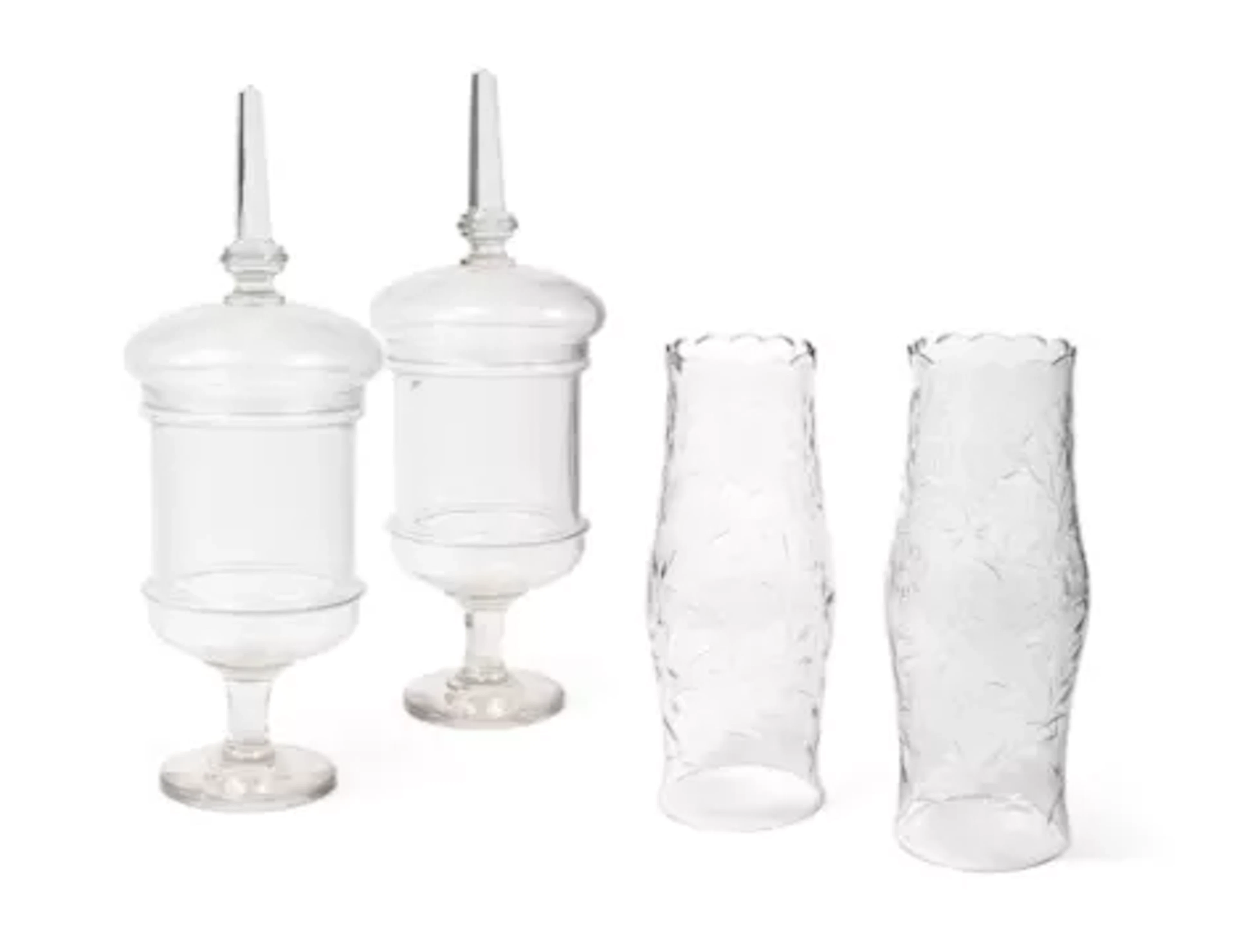 A PAIR OF CUT AND POLISHED CLEAR-GLASS LANTERN SHADES, LATE 19TH OR