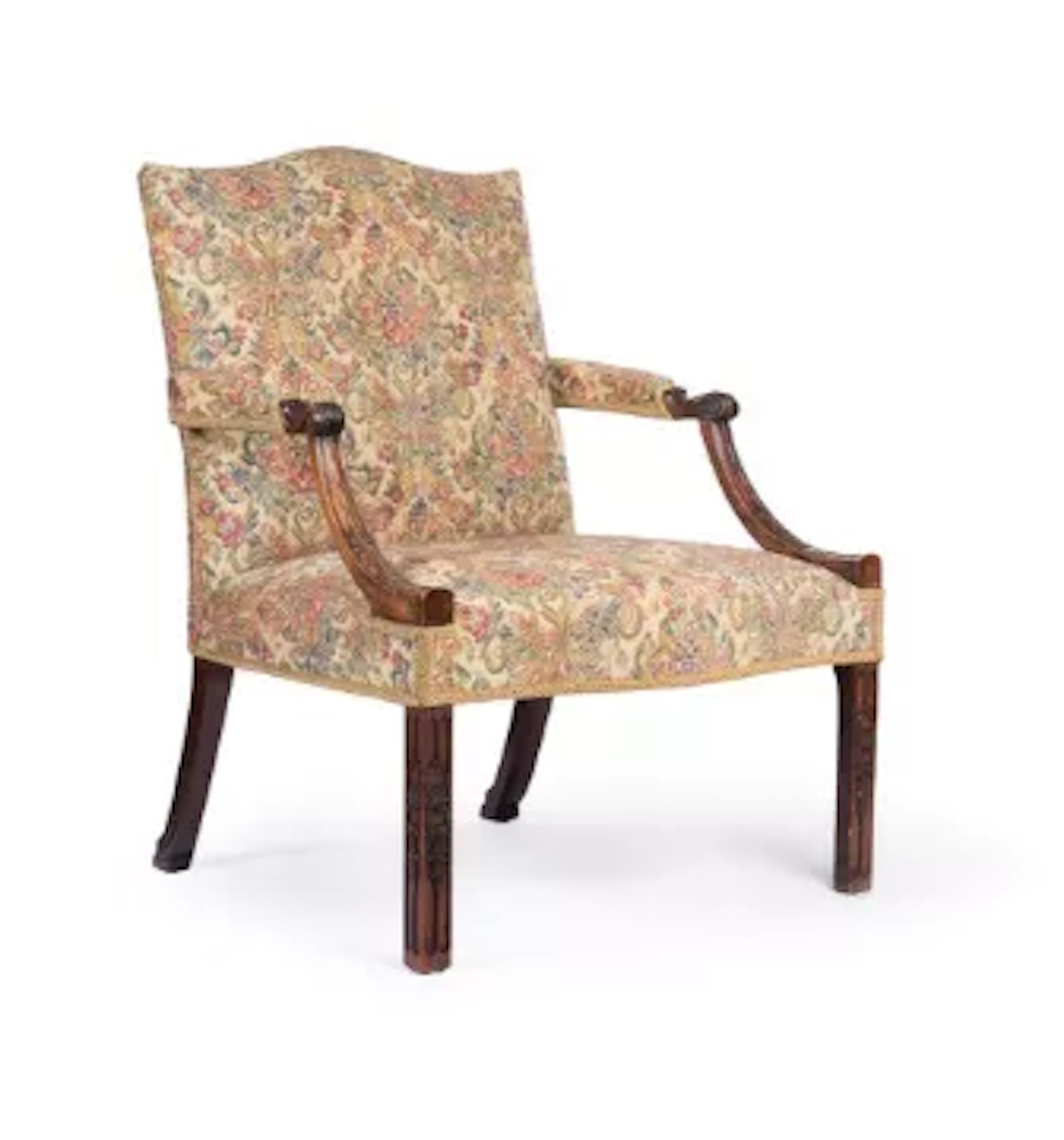 A GEORGE III 'RED WALNUT' ARMCHAIR, IN THE MANNER OF THOMAS CHIPPENDALE