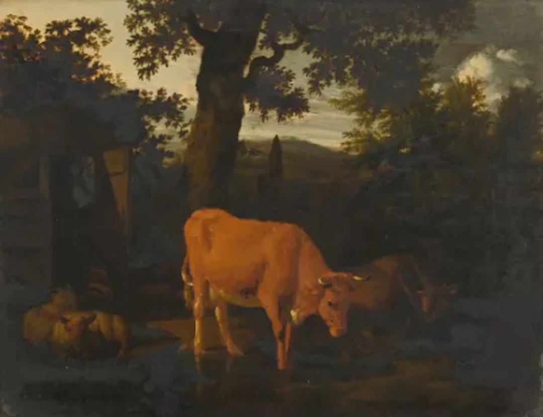 ATTRIBUTED TO JOHANN HEINRICH ROOS (GERMAN 1631-1685), CATTLE WATERING