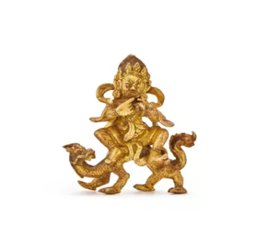 A Chinese small gilt-copper figure of Sita Jamhala, Qing dynasty, 18th century