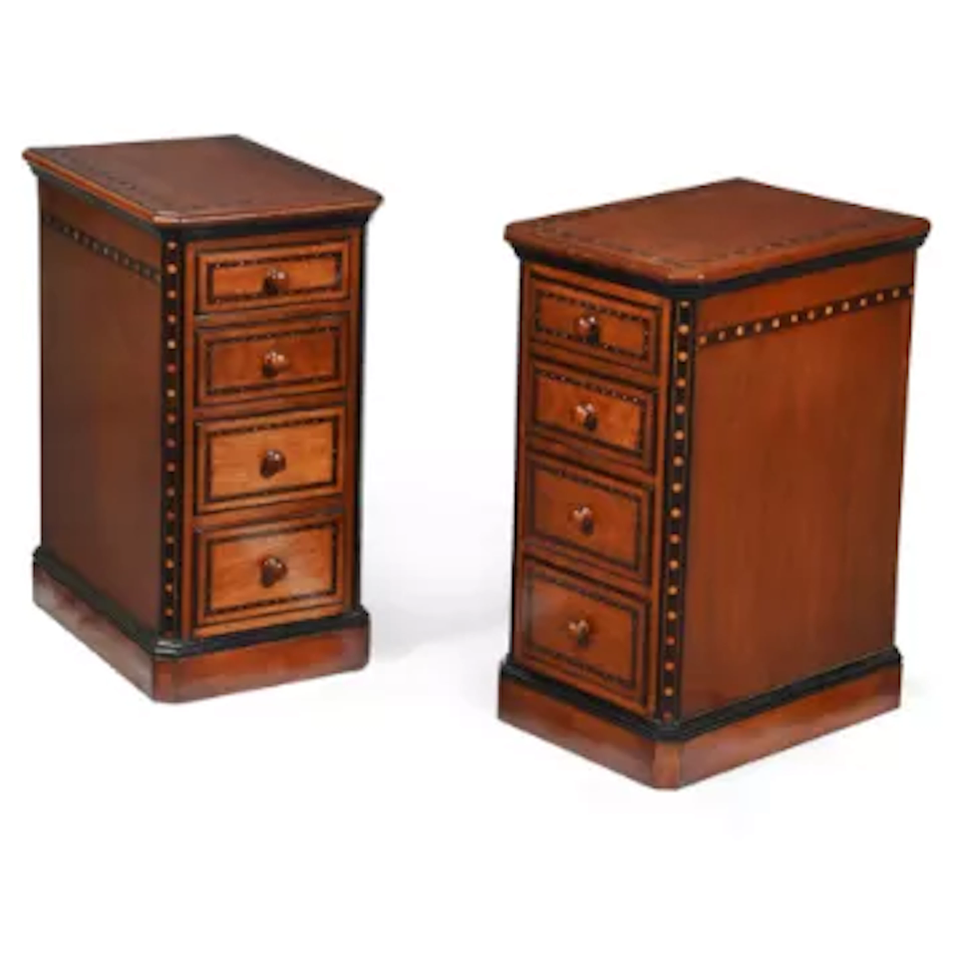 Y A PAIR OF VICTORIAN AESTHETIC MOVEMENT WALNUT AND ROSEWOOD MARQUETRY