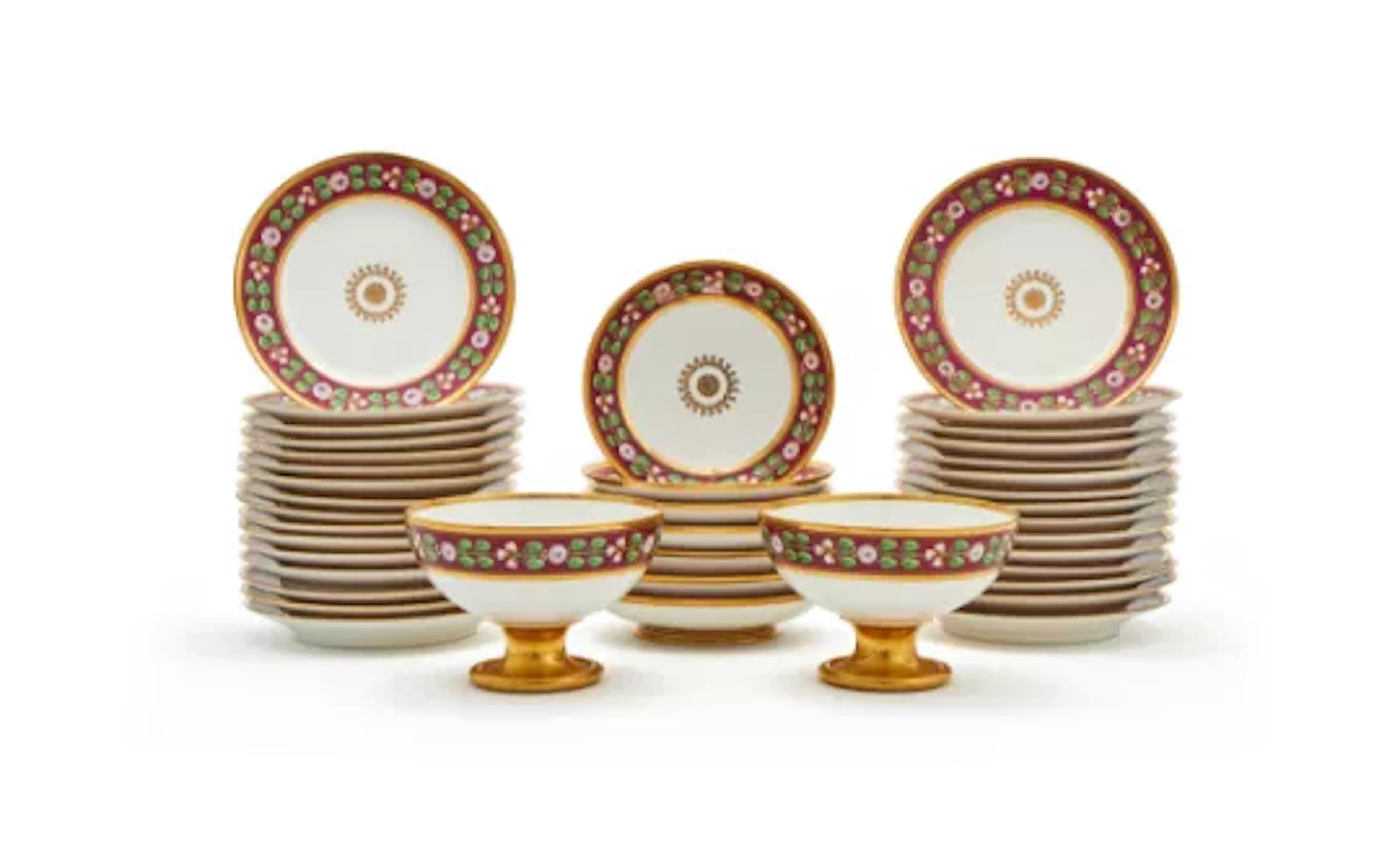 A LOUIS XVIII SÈVRESPORCELAIN (HARD PASTE) PART DESSERT SERVICE IN
