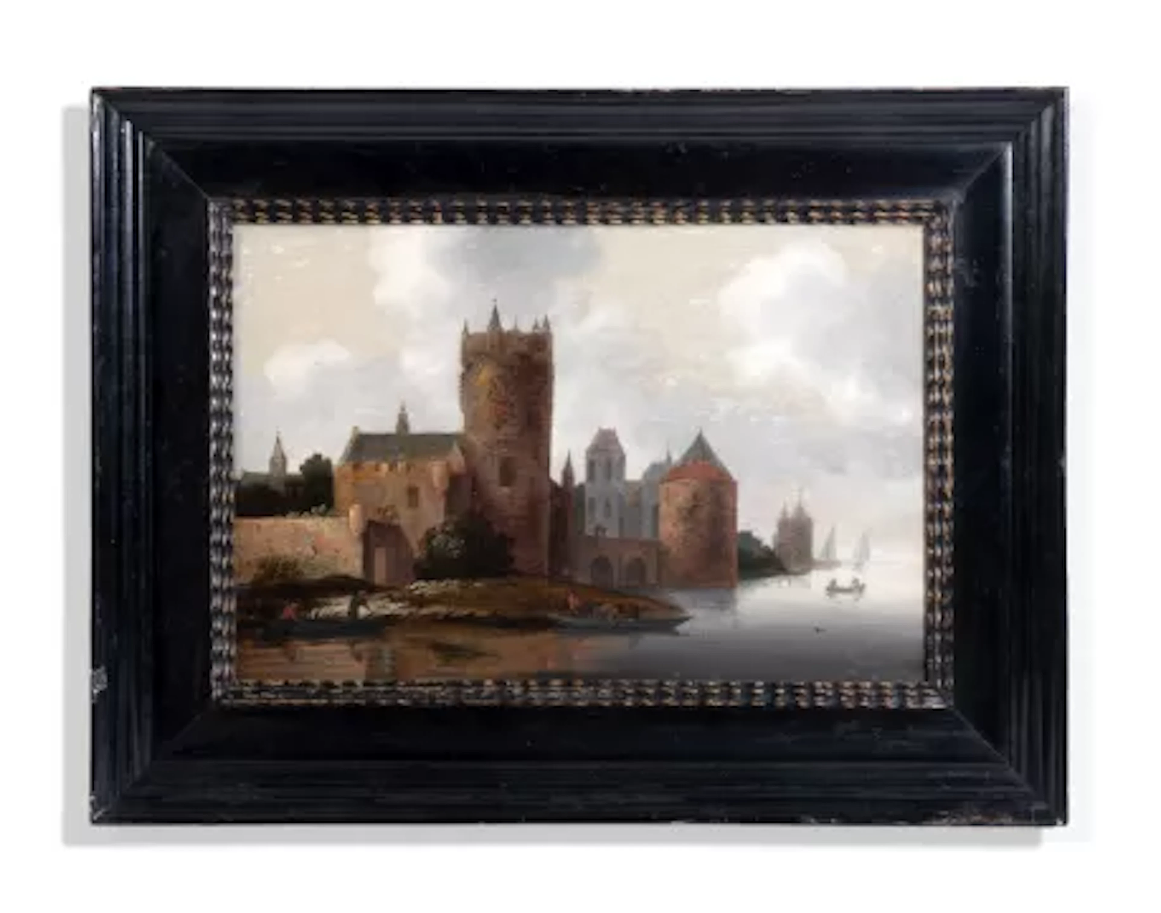 DUTCH SCHOOL (17TH CENTURY), A RIVER LANDSCAPE WITH FISHERMEN BY A CASTLE
