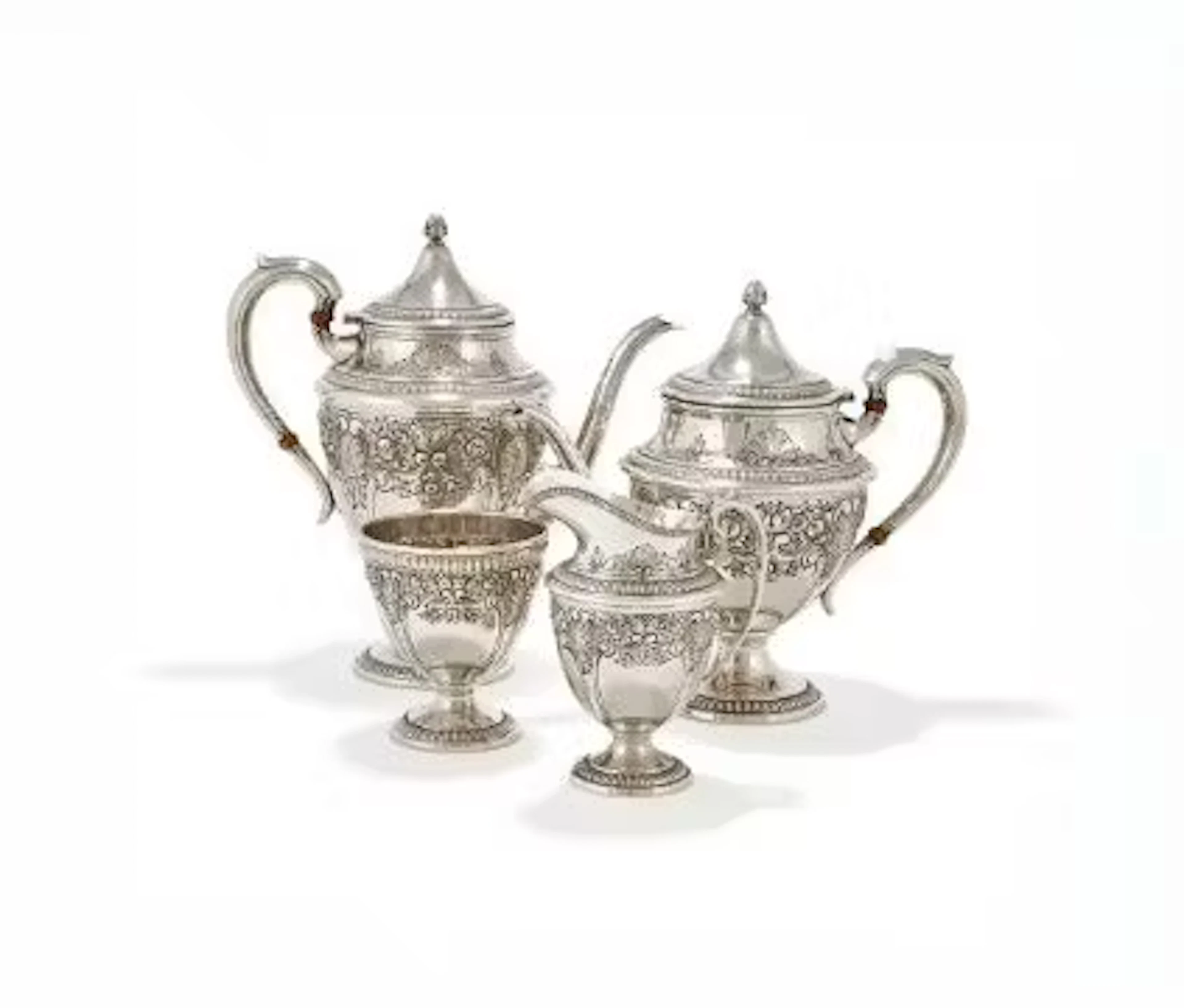 Y AN AMERICAN SILVER FOUR PIECE TEA SET