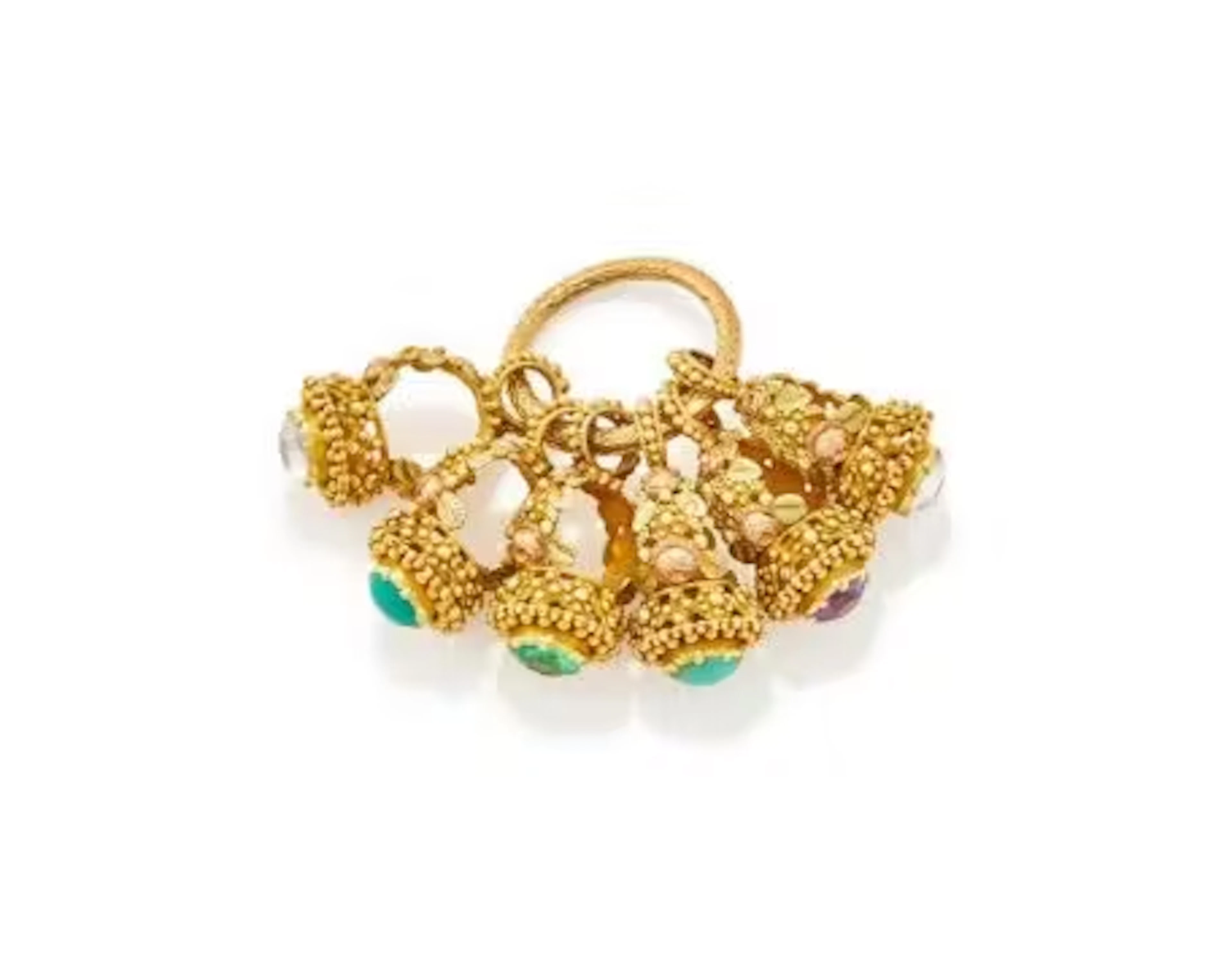 A SET OF EARLY 19TH CENTURY FRENCH GEM SET FOB CHARMS