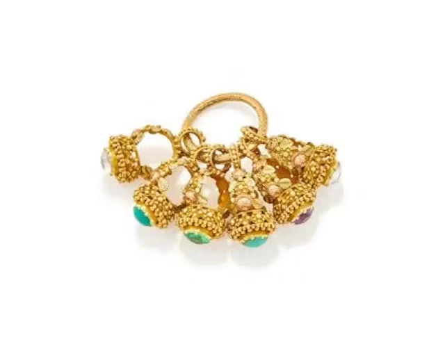 A SET OF EARLY 19TH CENTURY FRENCH GEM SET FOB CHARMS
