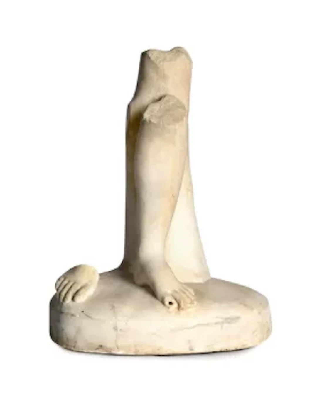 AFTER THE ANTIQUE, A FRAGMENTARY MARBLE SCULPTURE OF TWO LEGS, POSSIBLY