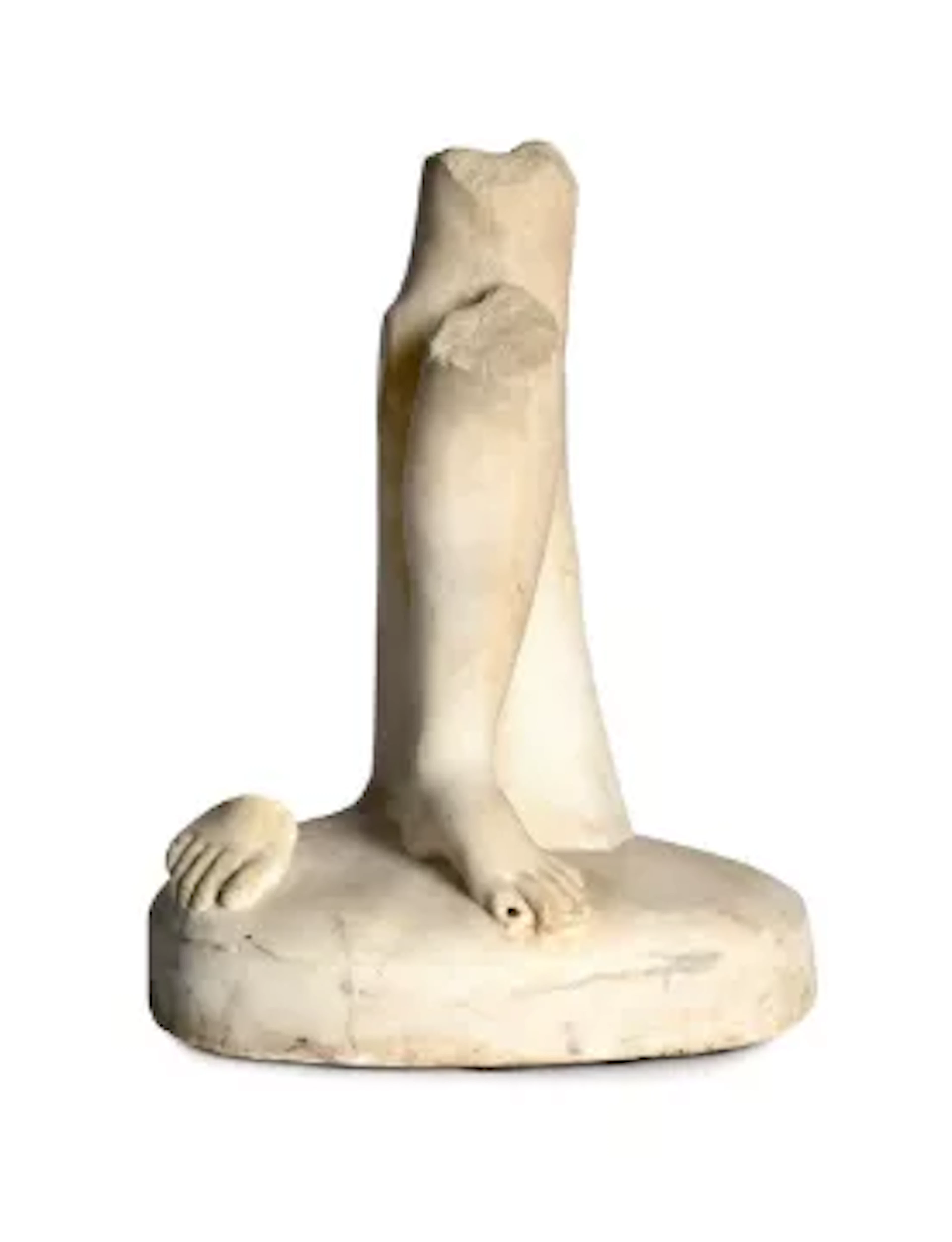 AFTER THE ANTIQUE, A FRAGMENTARY MARBLE SCULPTURE OF TWO LEGS, POSSIBLY
