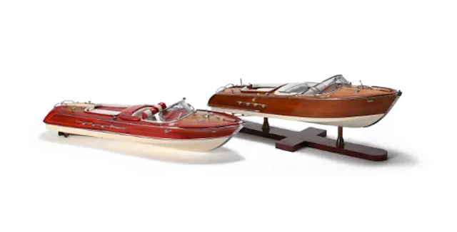 TWO DESK MODELS OF RIVA SPEEDBOATS