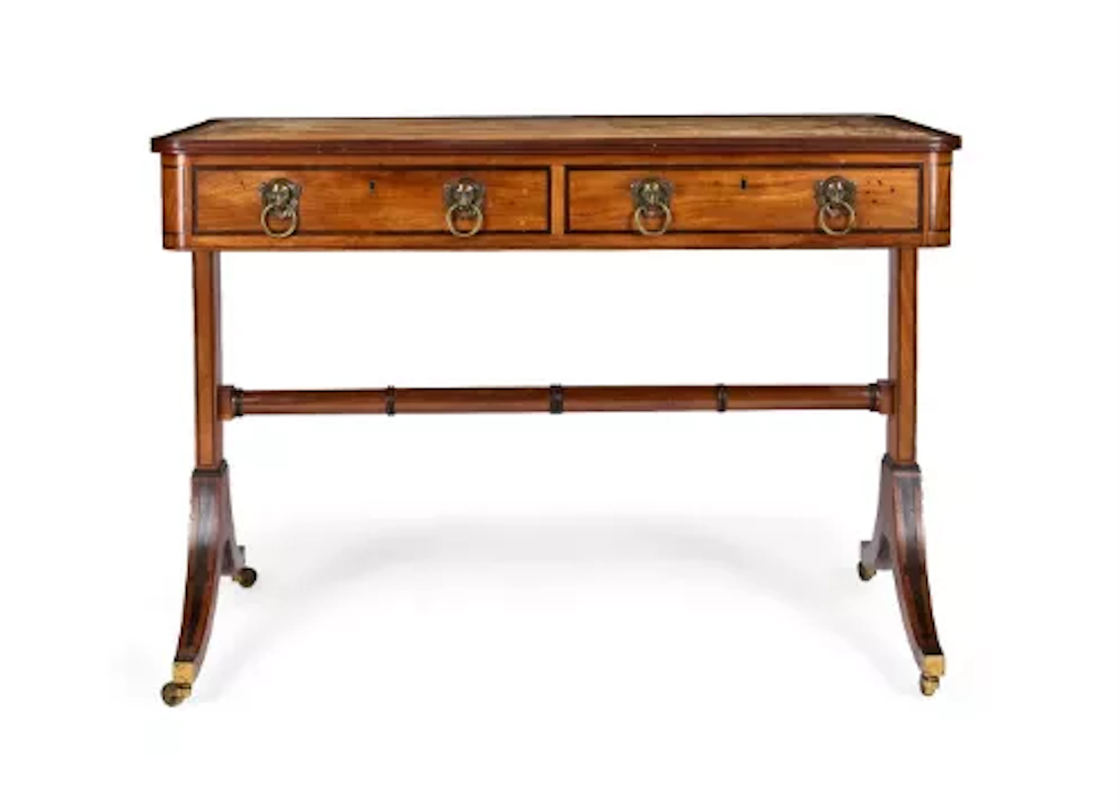 Y A REGENCY MAHOGANY AND EBONY WRITING-TABLE, EARLY 19TH CENTURY
