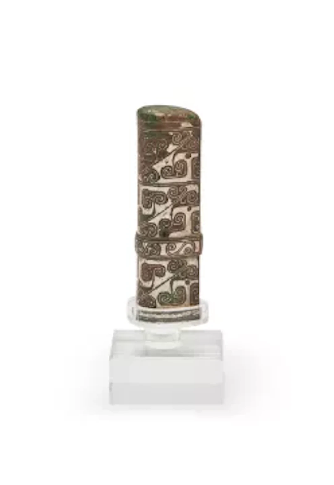 A Chinese silver inlaid bronze spear haft handle, Warring States period