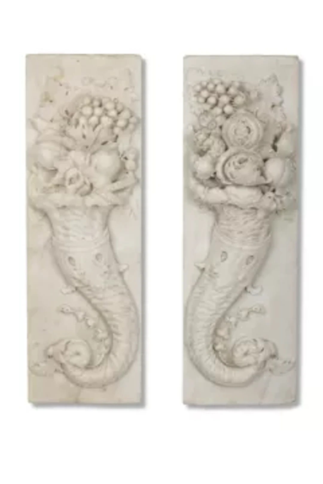 A PAIR OF GEORGE III MARBLE CORNUCOPIA, LATE 18TH CENTURY