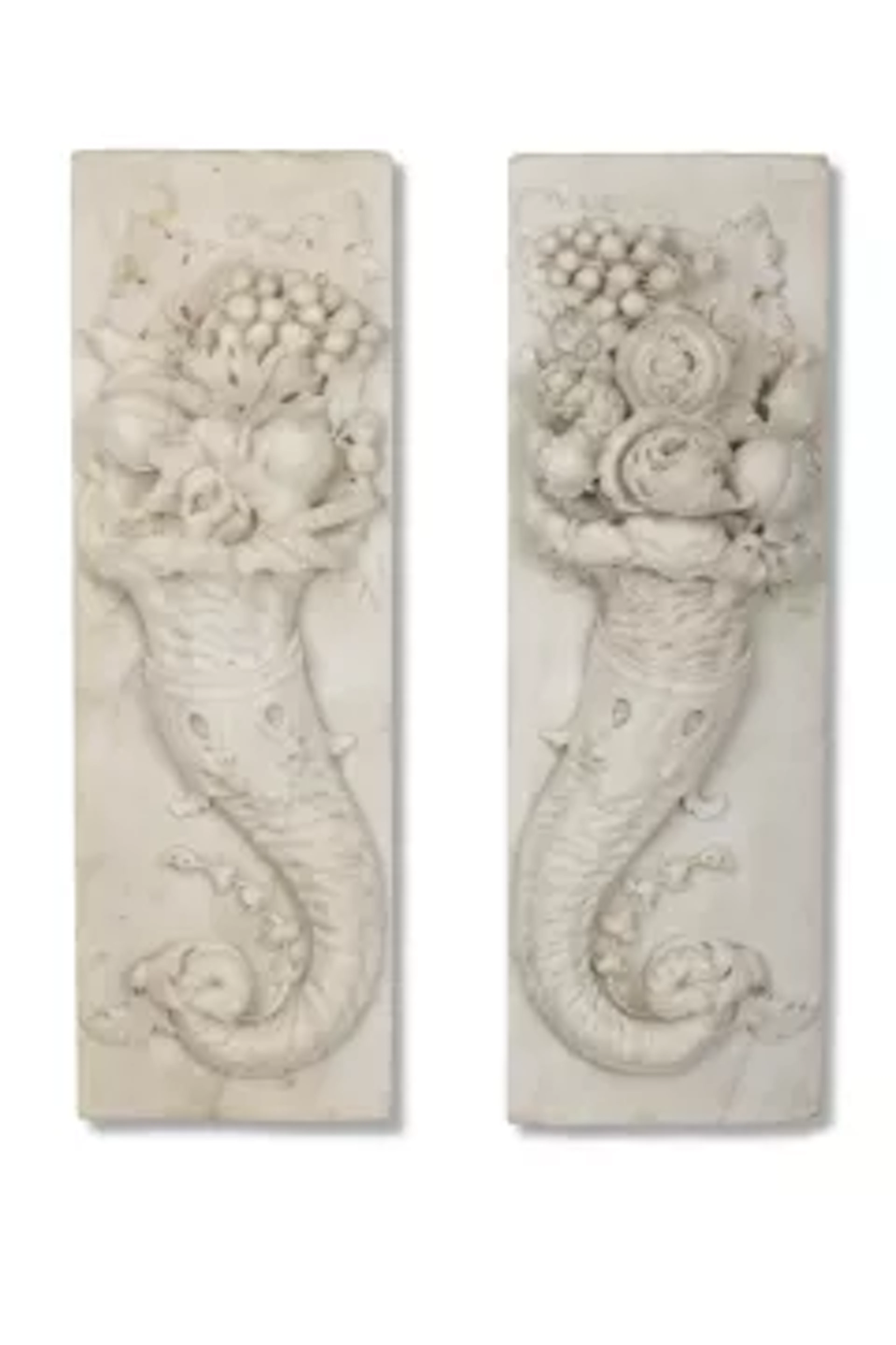 A PAIR OF GEORGE III MARBLE CORNUCOPIA, LATE 18TH CENTURY