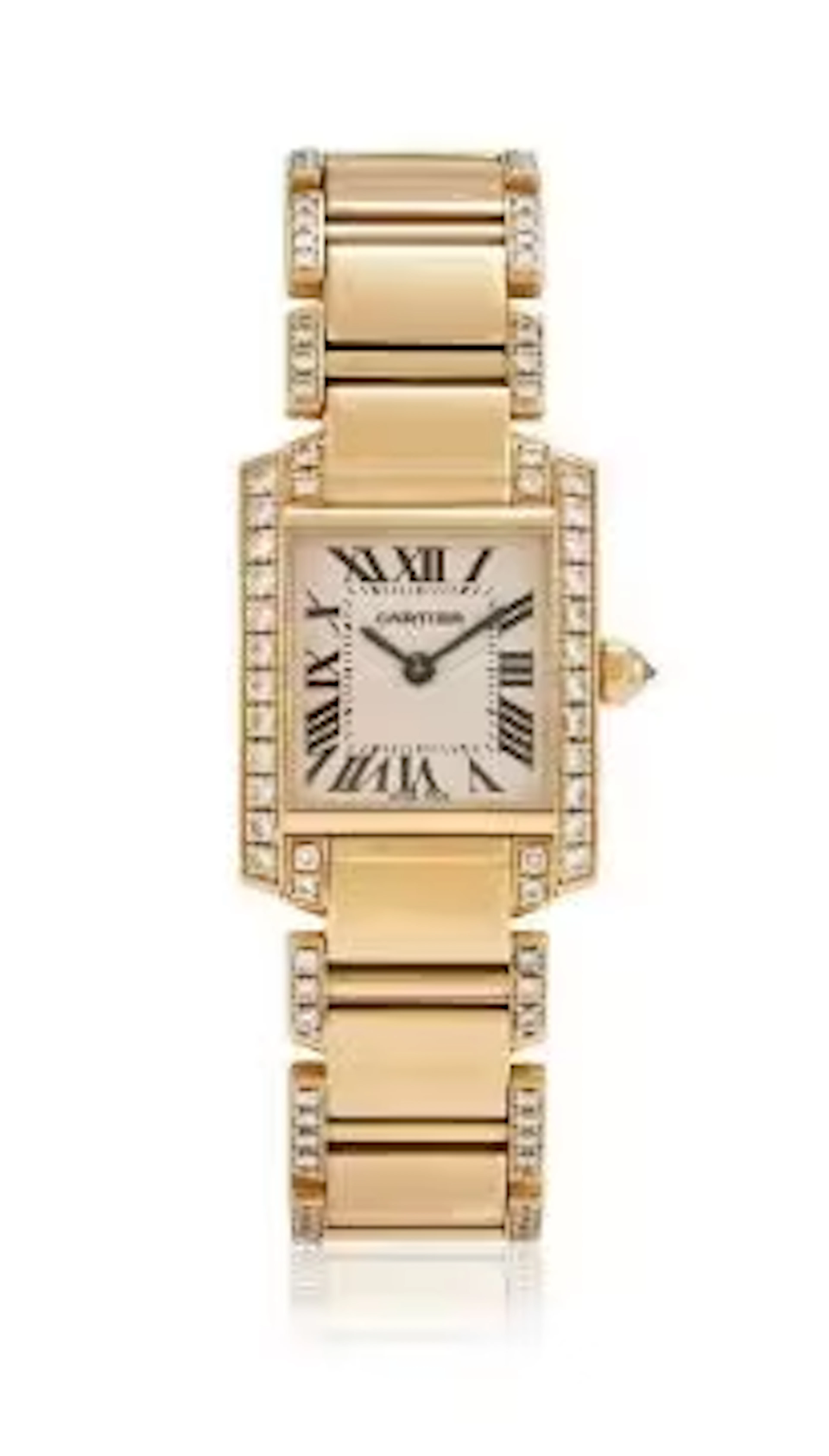 CARTIER, TANK FRANÇAISE, REF. 2385, A LADY'S 18 CARAT GOLD AND DIAMOND