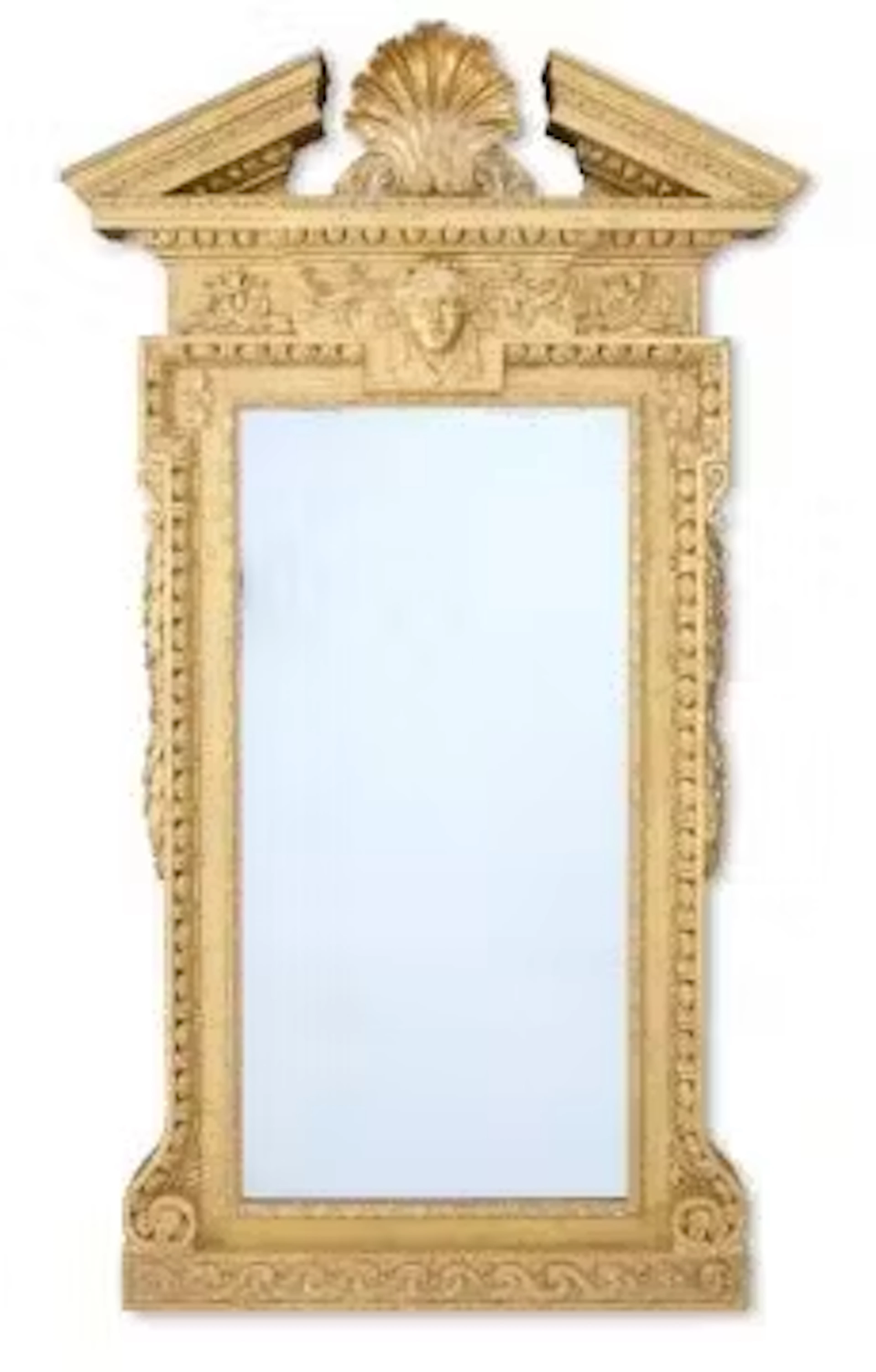 ‡ A GEORGE II CARVED GILTWOOD MIRROR, CIRCA 1740