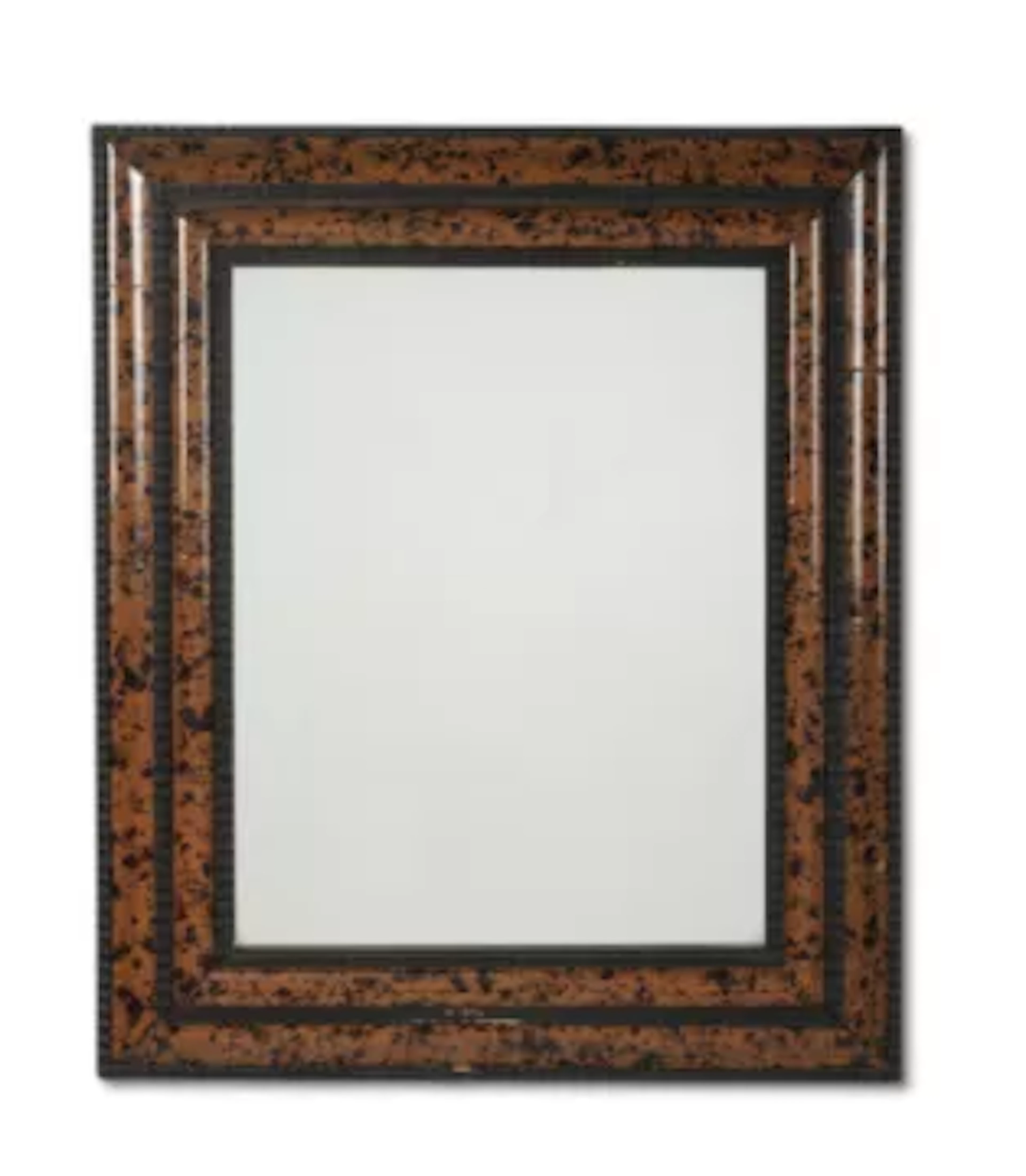 Y A BLOND TORTOISESHELL AND EBONISED RIPPLE MOULDED MIRROR, PROBABLY