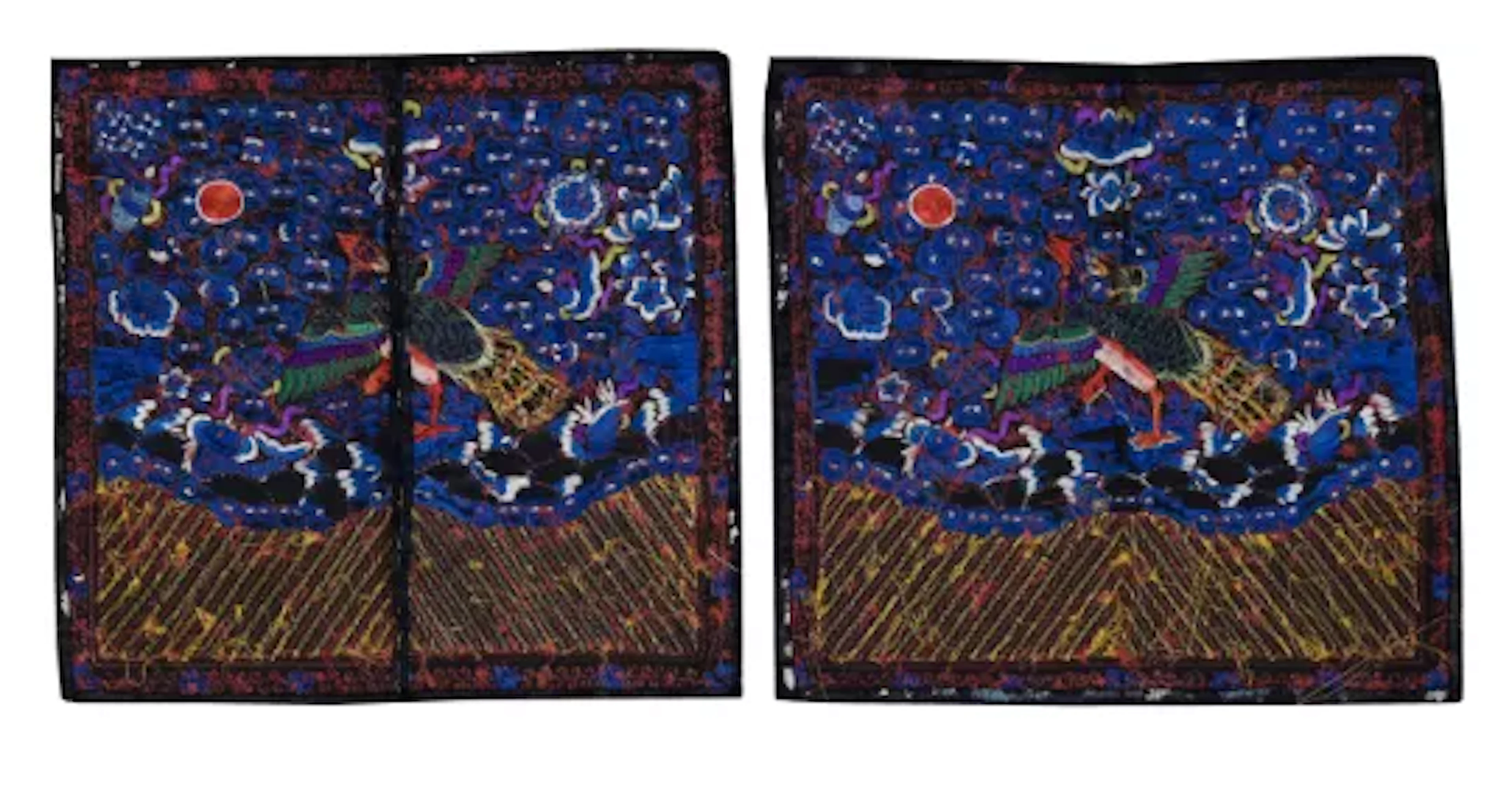 A pair of Chinese rank badges, Qing dynasty, circa 1880-1890