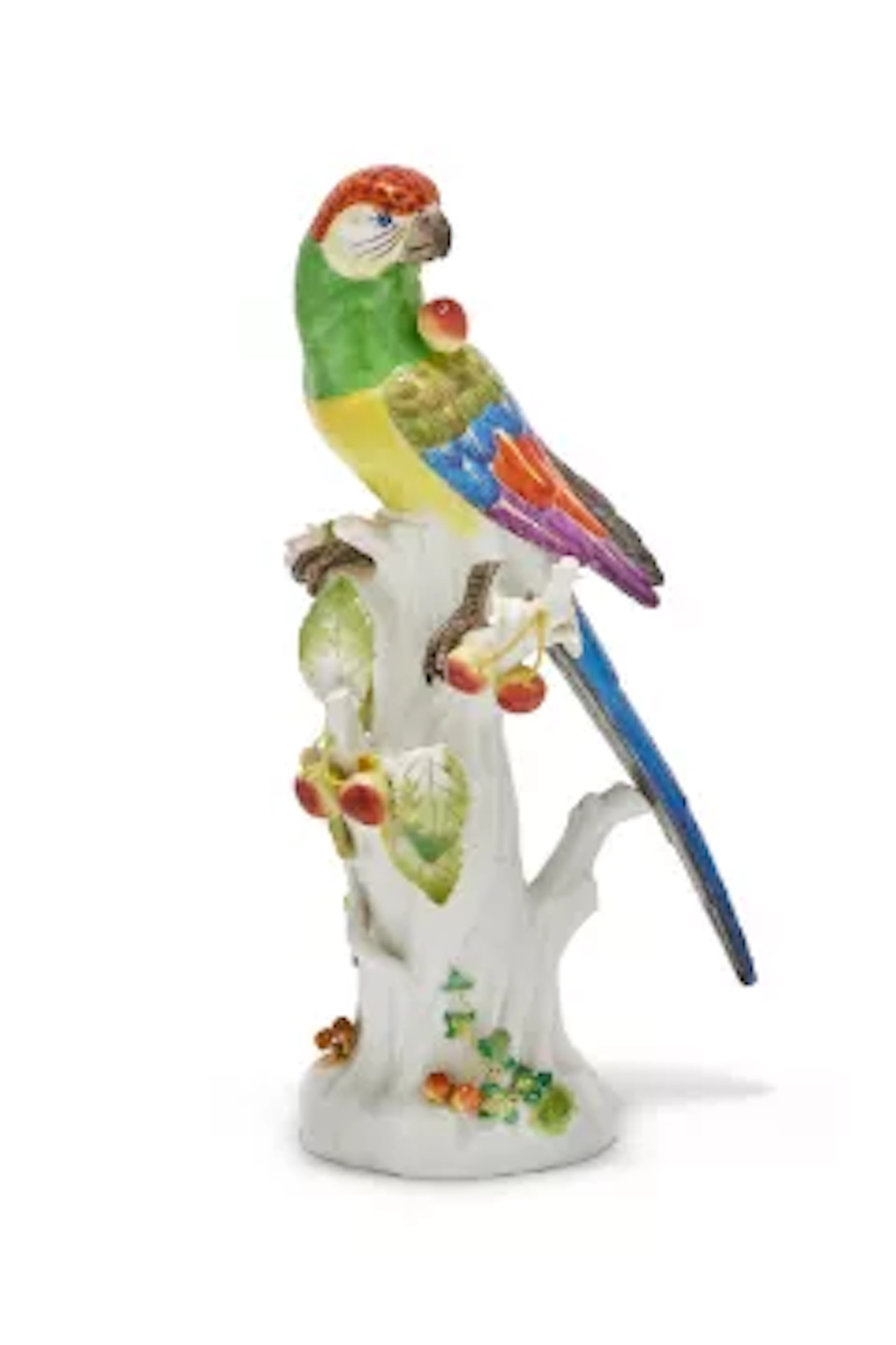A MEISSEN MODEL OF A PARROT OR PARAKEET, BLUE CROSSED SWORDS MARKS