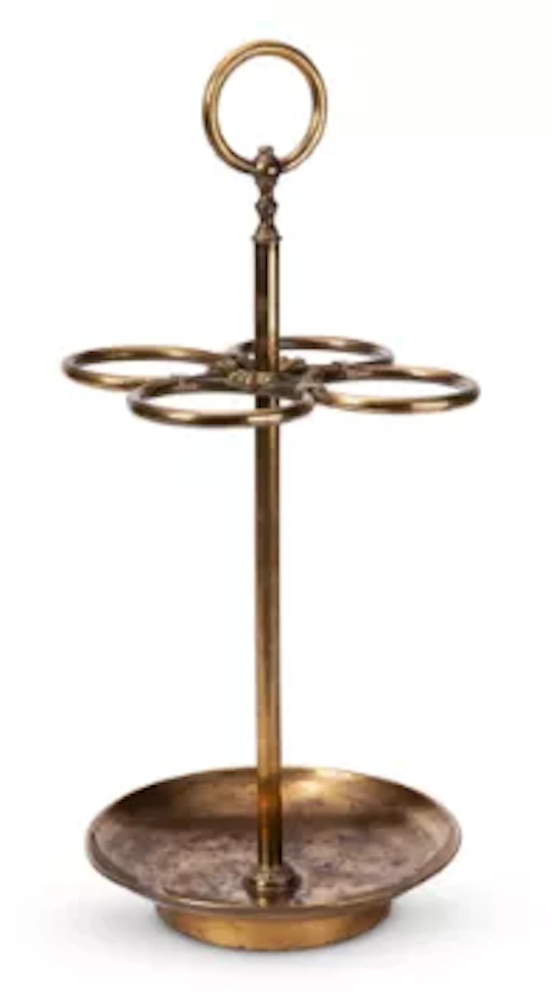 A BRASS FOUR DIVISION STICK STAND, EARLY 20TH CENTURY