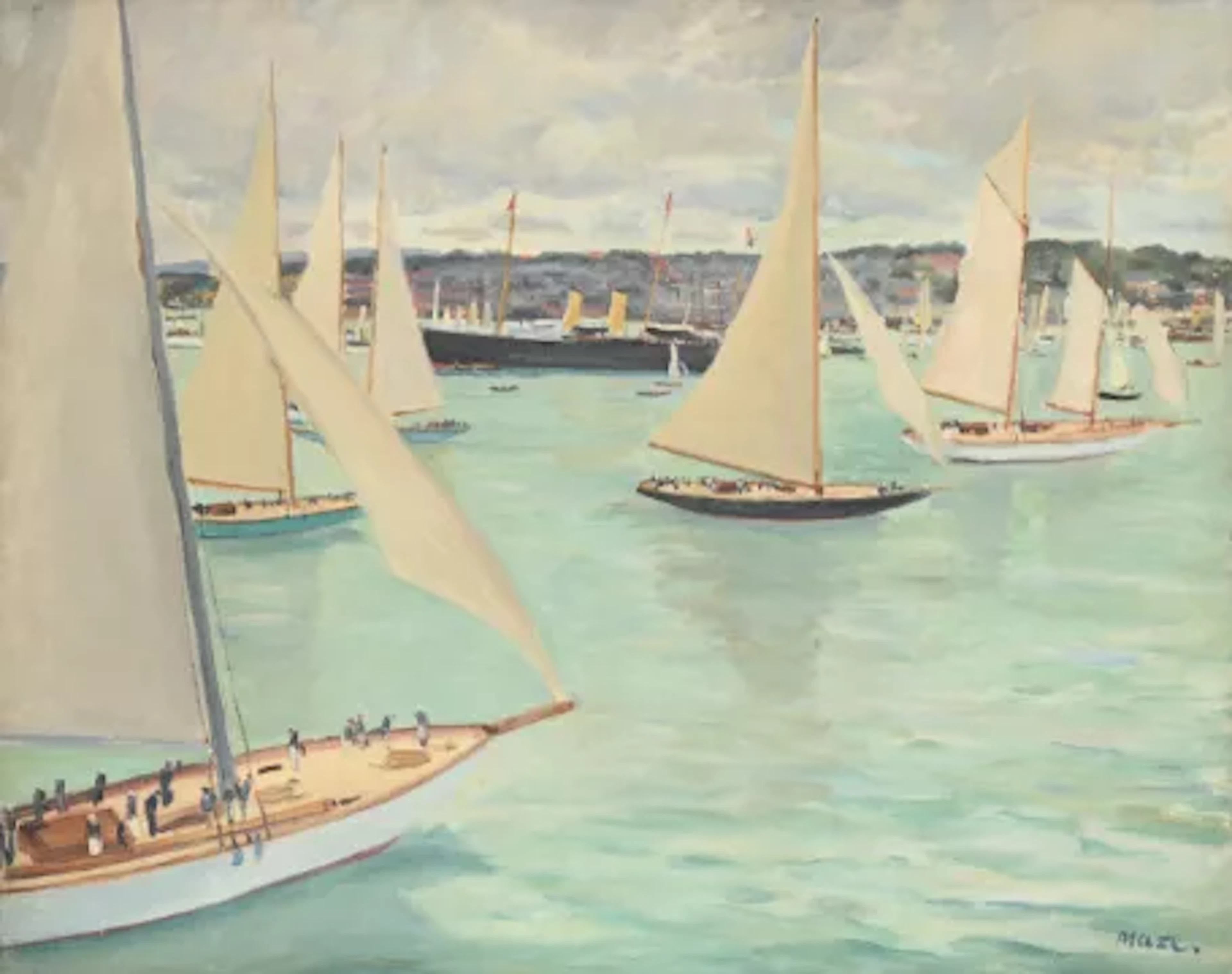 λ PAUL LUCIEN MAZE (FRENCH/BRITISH 1887-1979), COWES WEEK, WITH HMY BRITANNIA