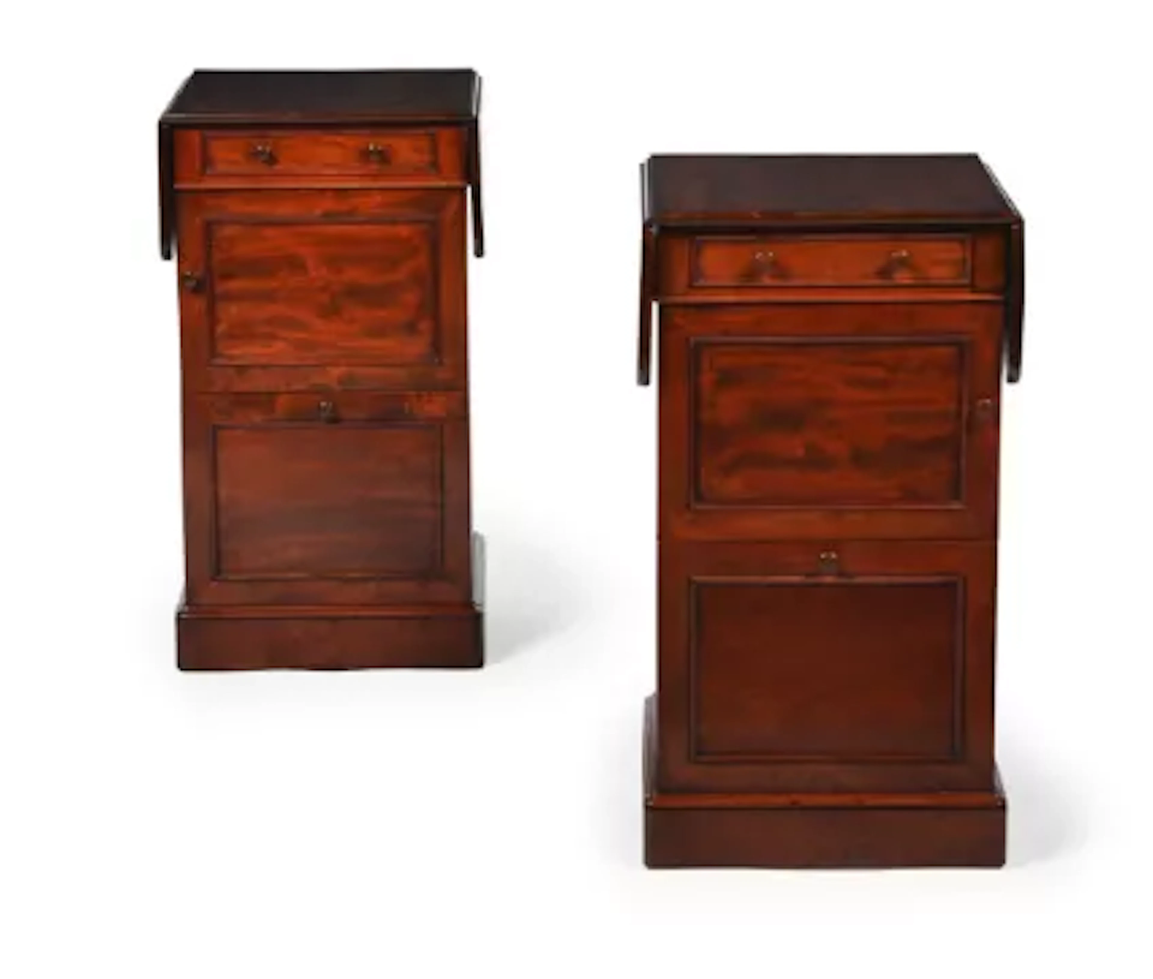 A PAIR OF VICTORIAN MAHOGANY PEDESTAL CUPBOARDS, BY DOVESTON, BIRD