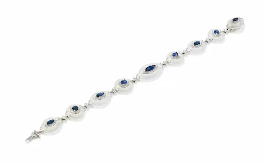 FEI LIU, A ROCK CRYSTAL, SAPPHIRE AND DIAMOND BRACELET