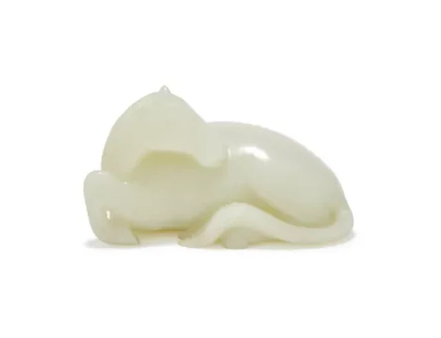 A Chinese carved white jade horse