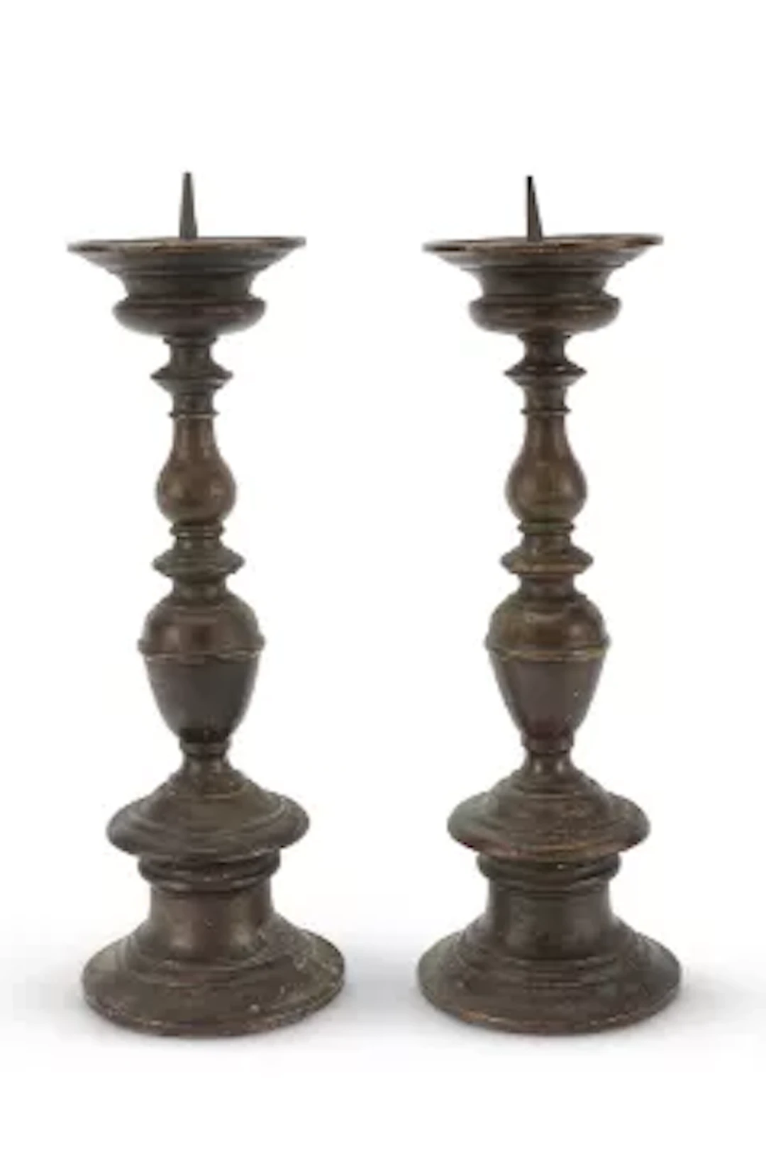 A PAIR OF BRONZE PRICKET CANDLESTICKS, ITALIAN, 18TH CENTURY